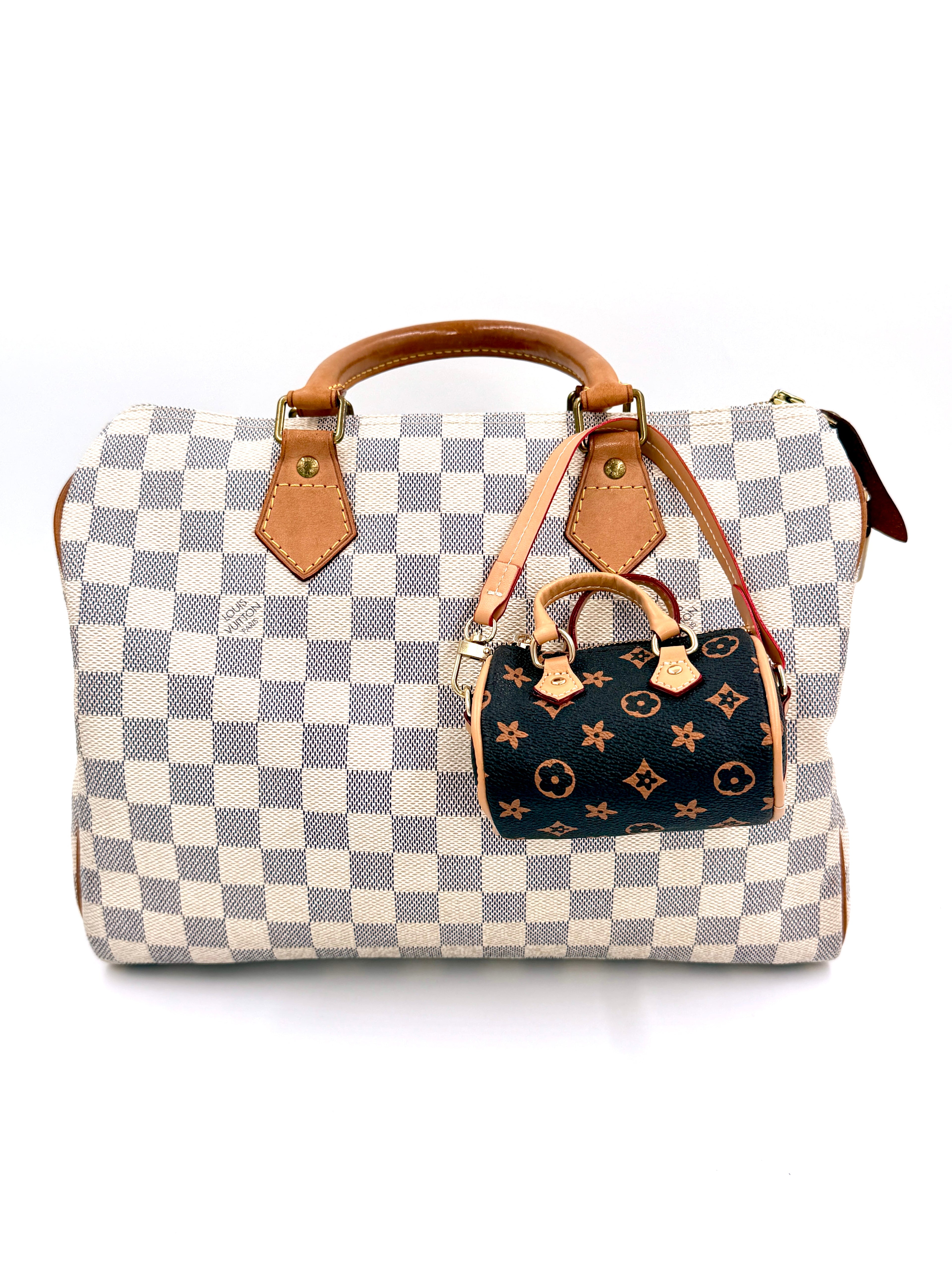 Mini Faux Speedy Bag Charm - Light Green