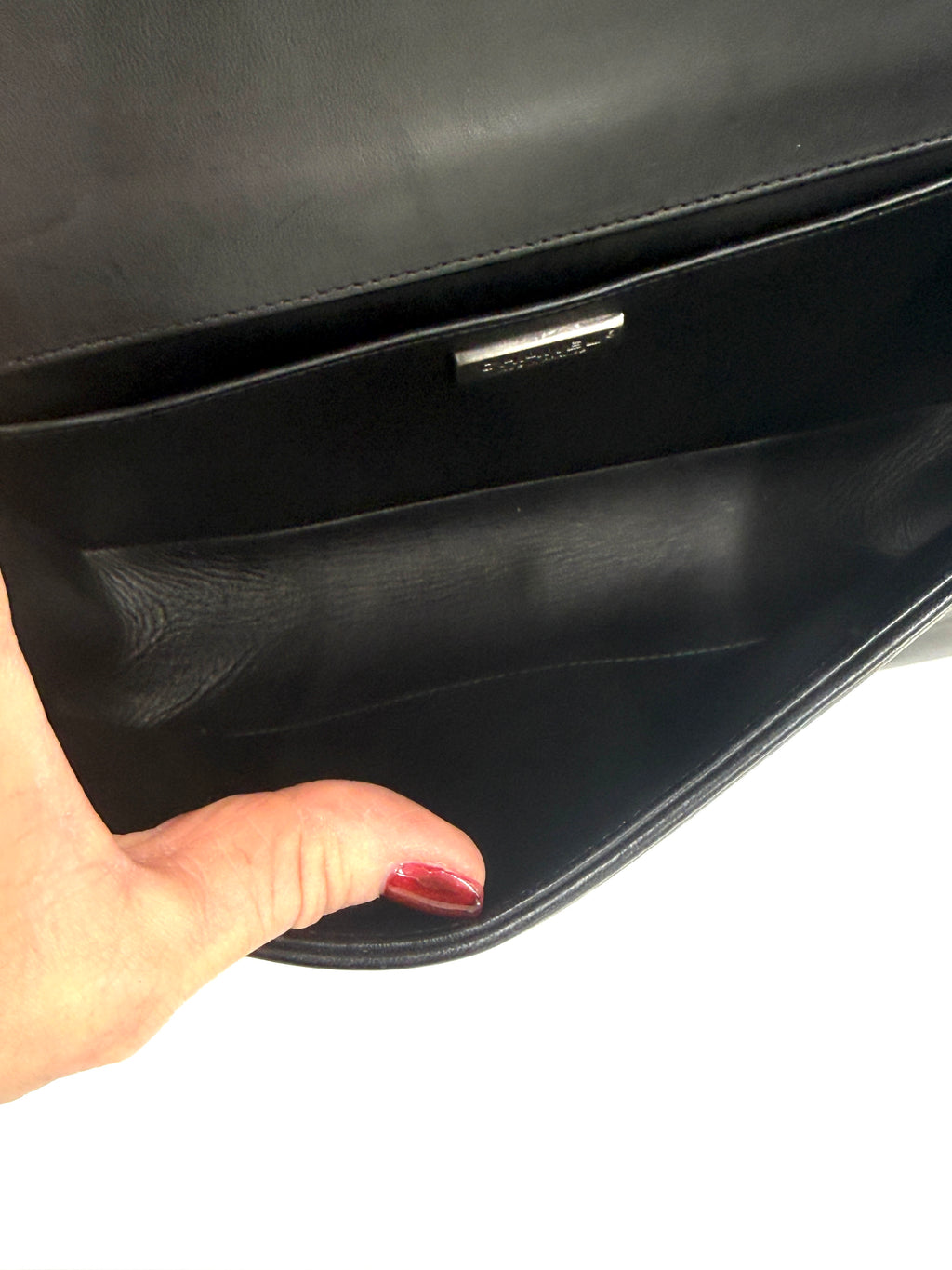 Pre-Owned CHANEL Black Lambskin Medium Boy Bag with Red Crystals - Authenticated