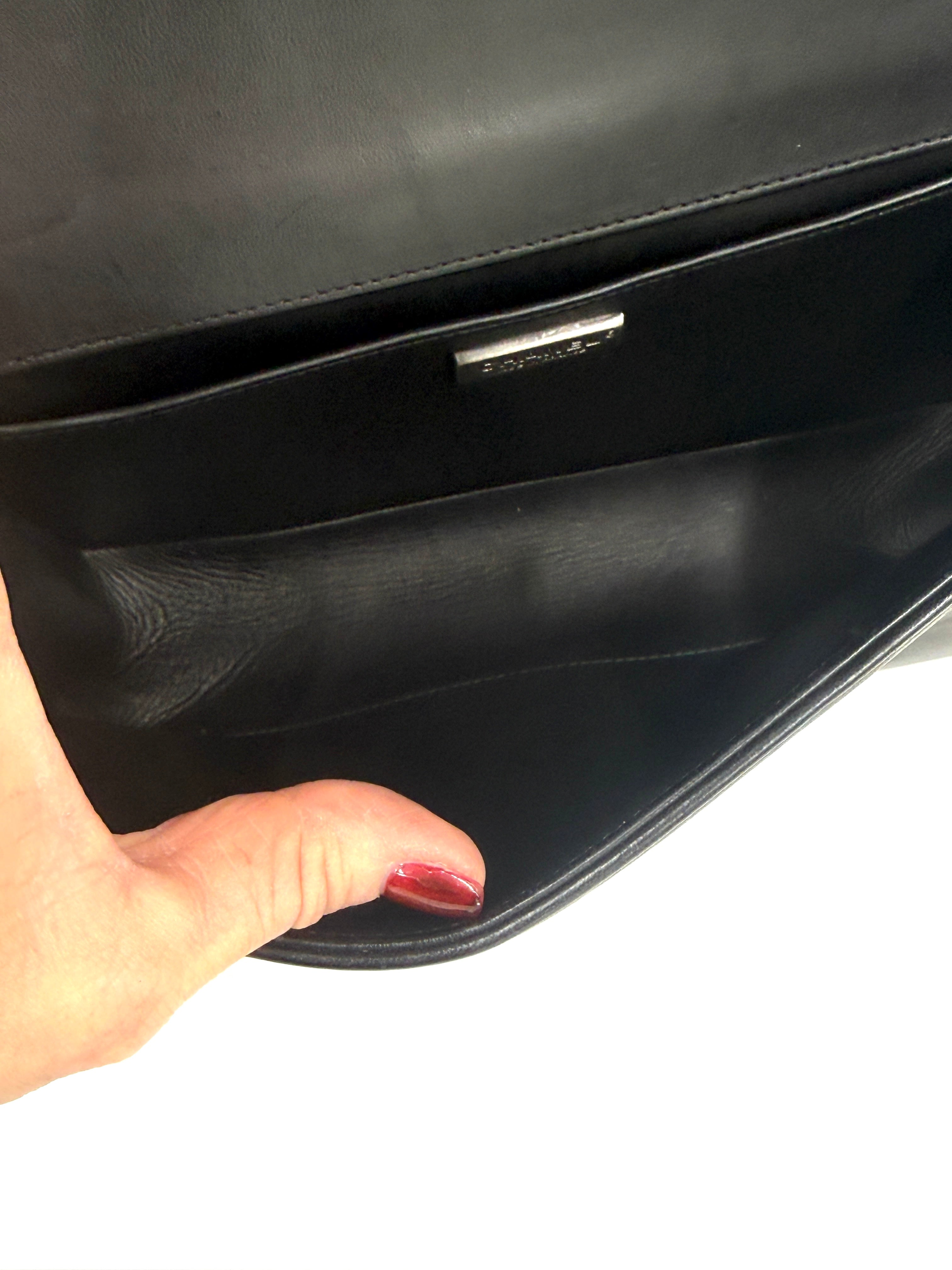 Pre-Owned CHANEL Black Lambskin Medium Boy Bag with Red Crystals - Authenticated