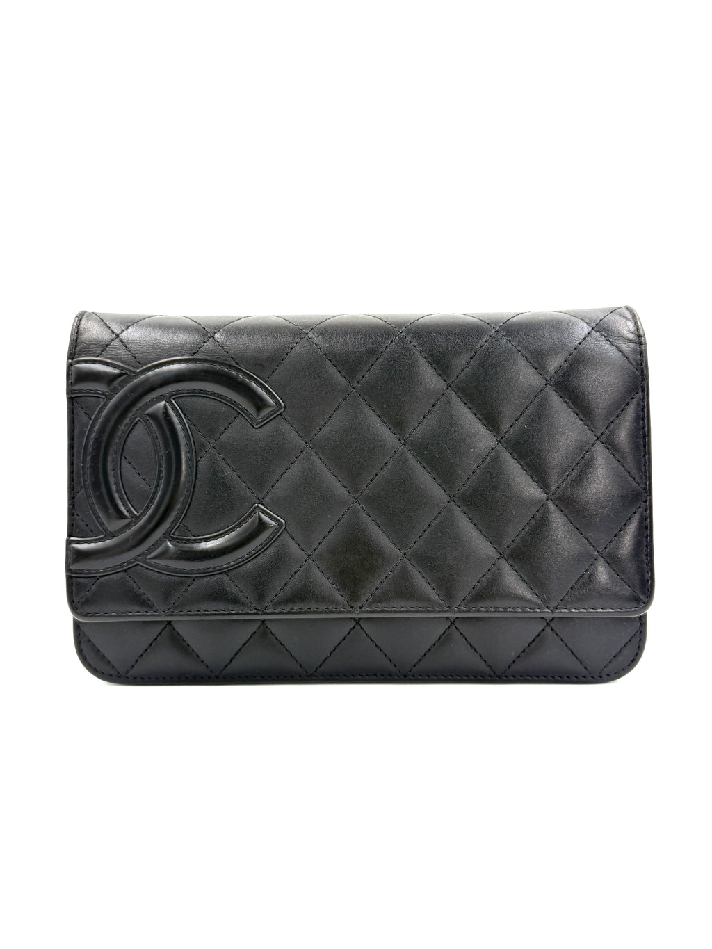 Pre-owned Chanel Black Cambon Wallet on Chain Fuschia Lining Silver Hardware - Authenticated