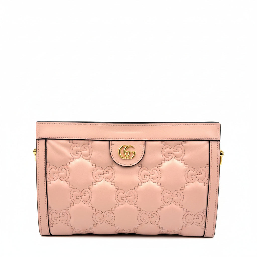 Pre-Owned GUCCI Calfskin GG Matelasse  Bag Perfect Pink Natural - Authenticated