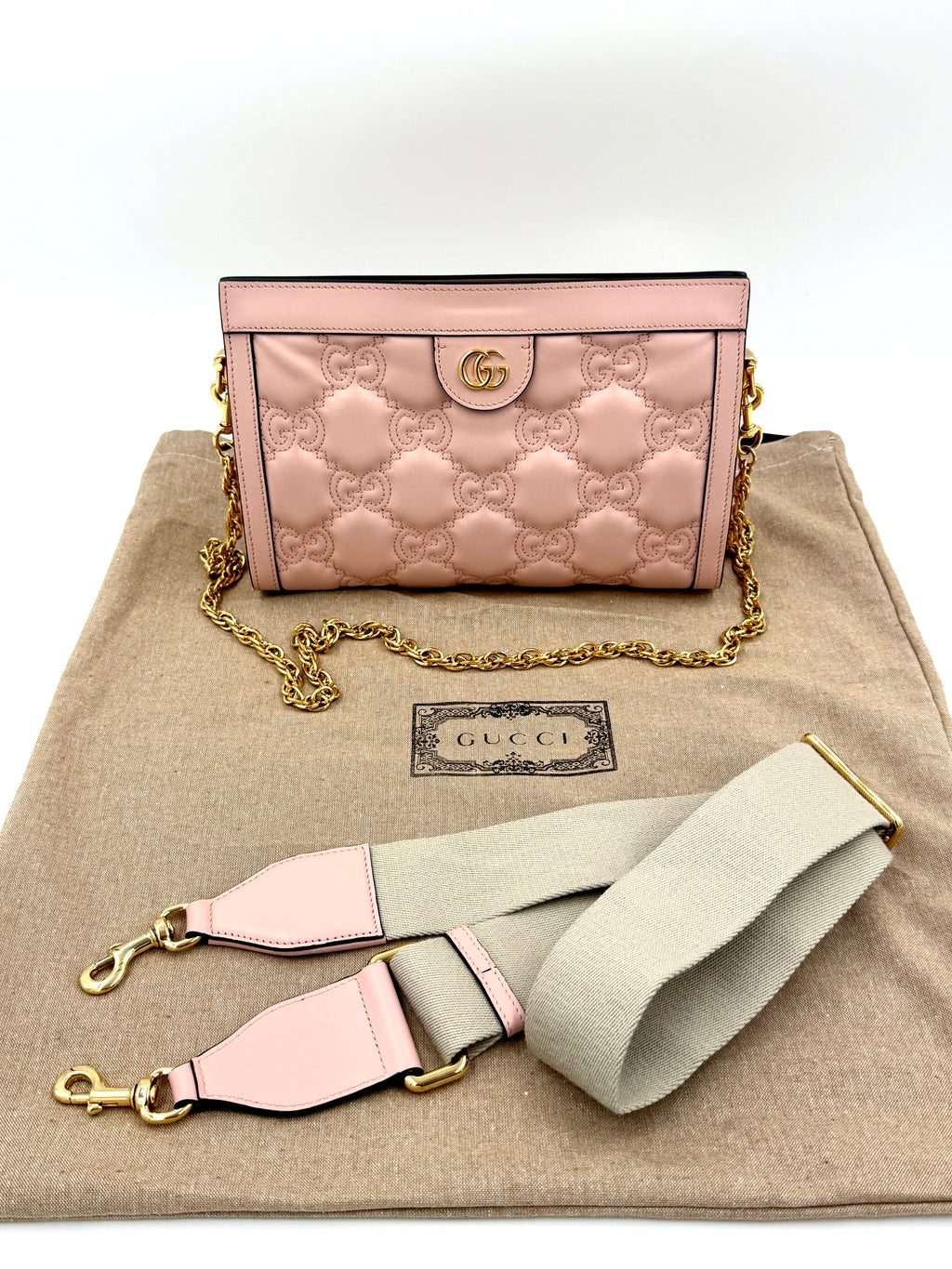 Pre-Owned GUCCI Calfskin GG Matelasse  Bag Perfect Pink Natural - Authenticated