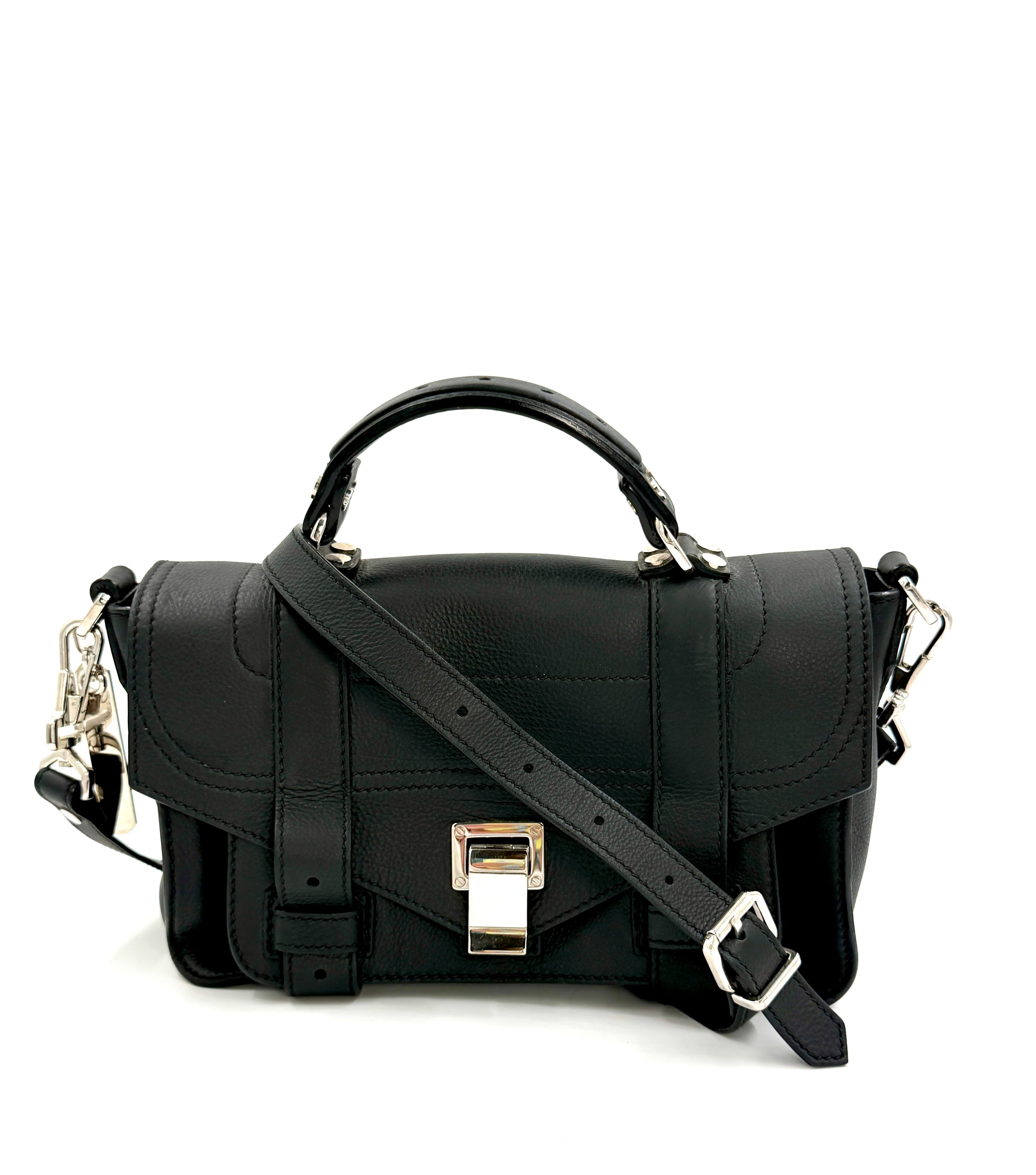 Pre-owned Proenza Schouler PS1 Satchel Black Textured Leather Silver Hardware - Authenticated