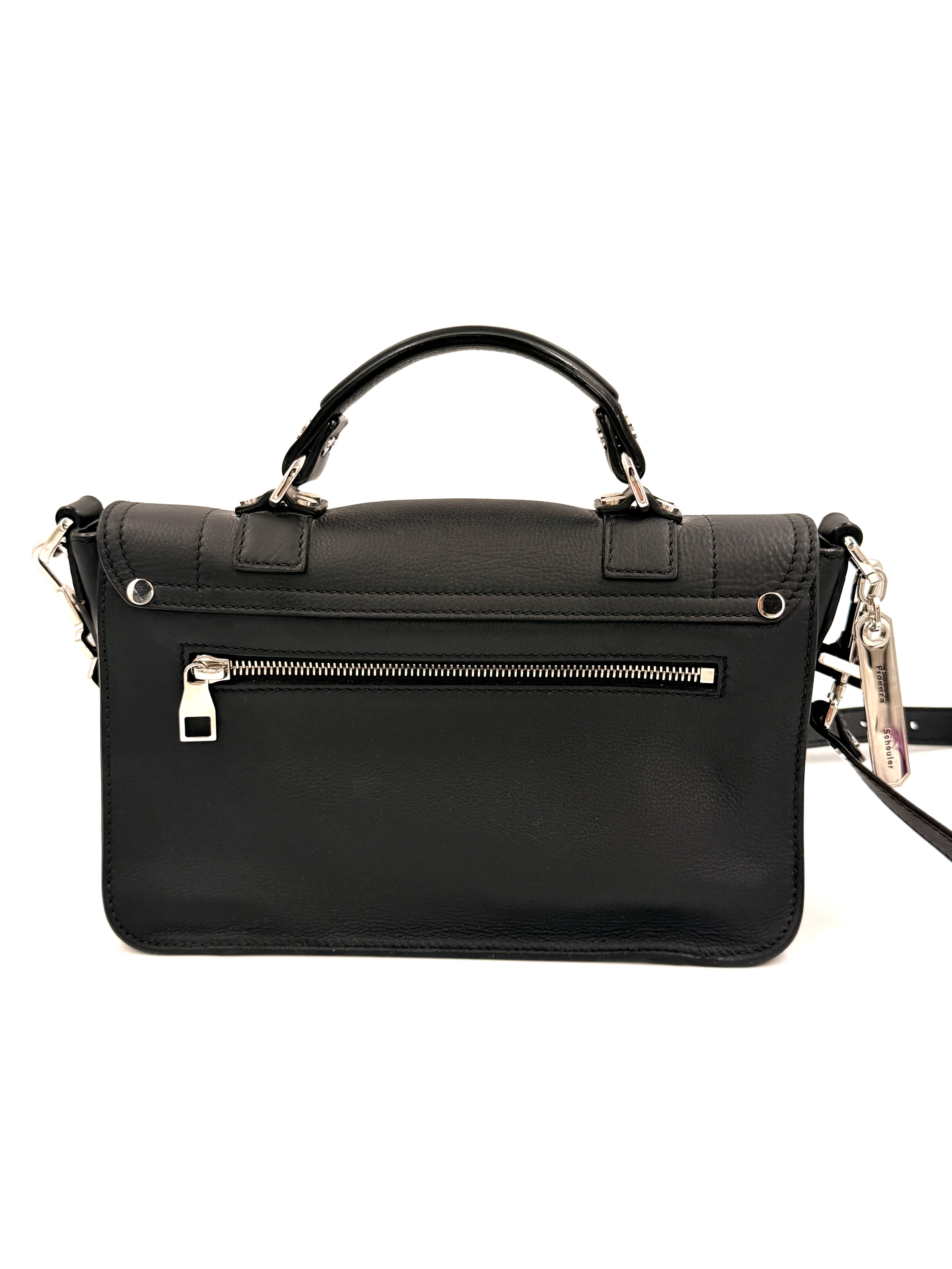 Pre-owned Proenza Schouler PS1 Satchel Black Textured Leather Silver Hardware - Authenticated