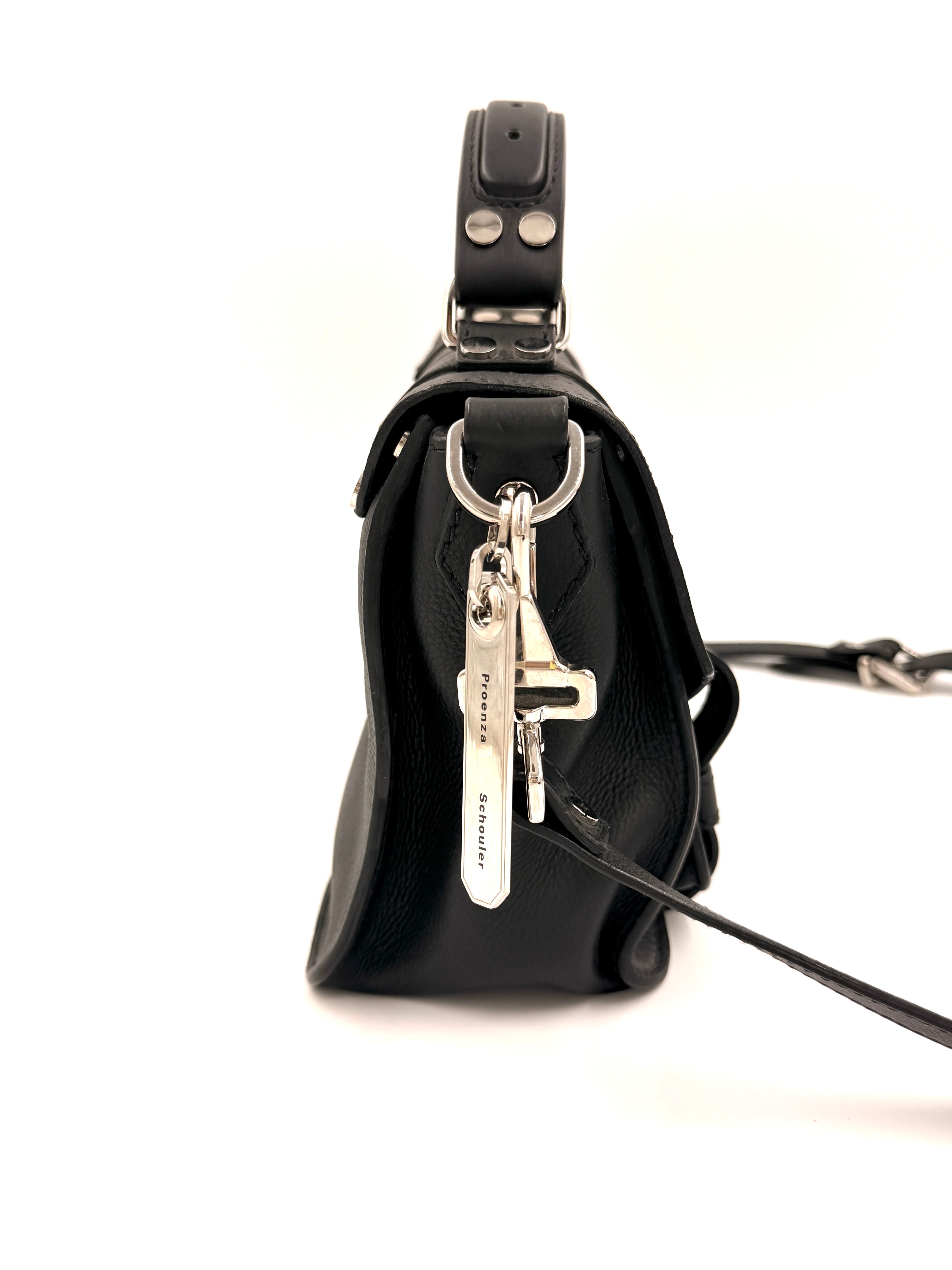 Pre-owned Proenza Schouler PS1 Satchel Black Textured Leather Silver Hardware - Authenticated