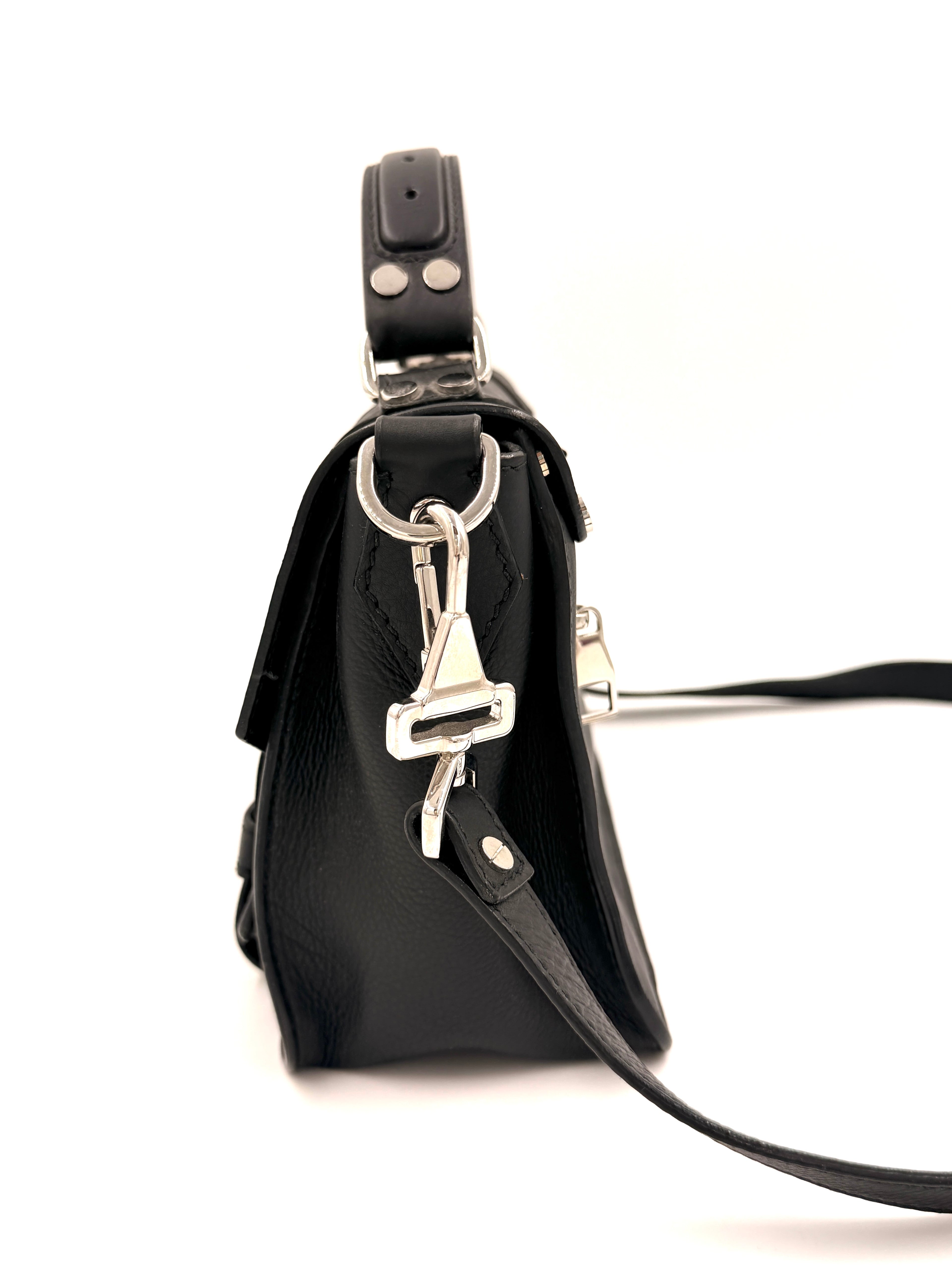 Pre-owned Proenza Schouler PS1 Satchel Black Textured Leather Silver Hardware - Authenticated