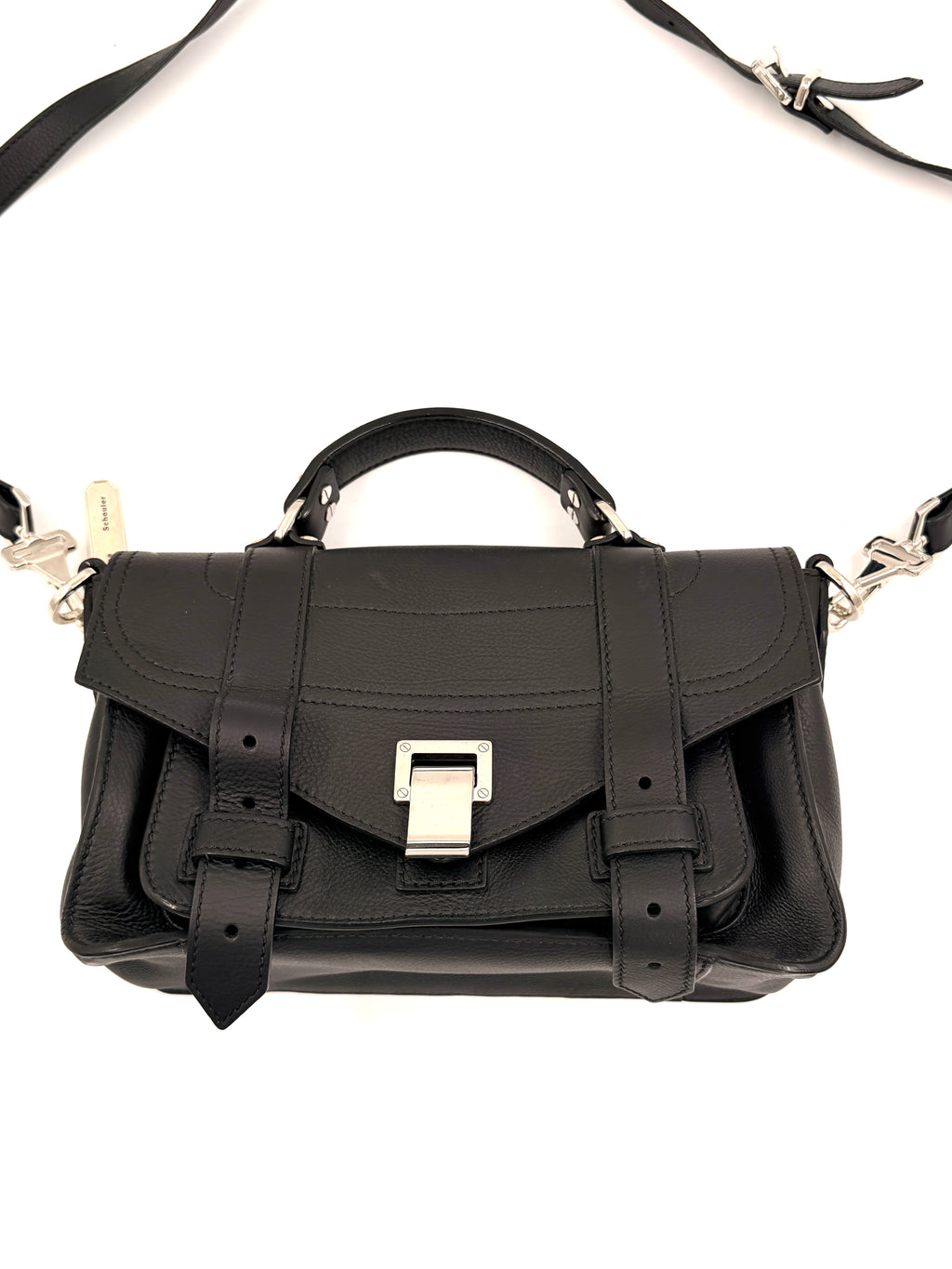 Pre-owned Proenza Schouler PS1 Satchel Black Textured Leather Silver Hardware - Authenticated