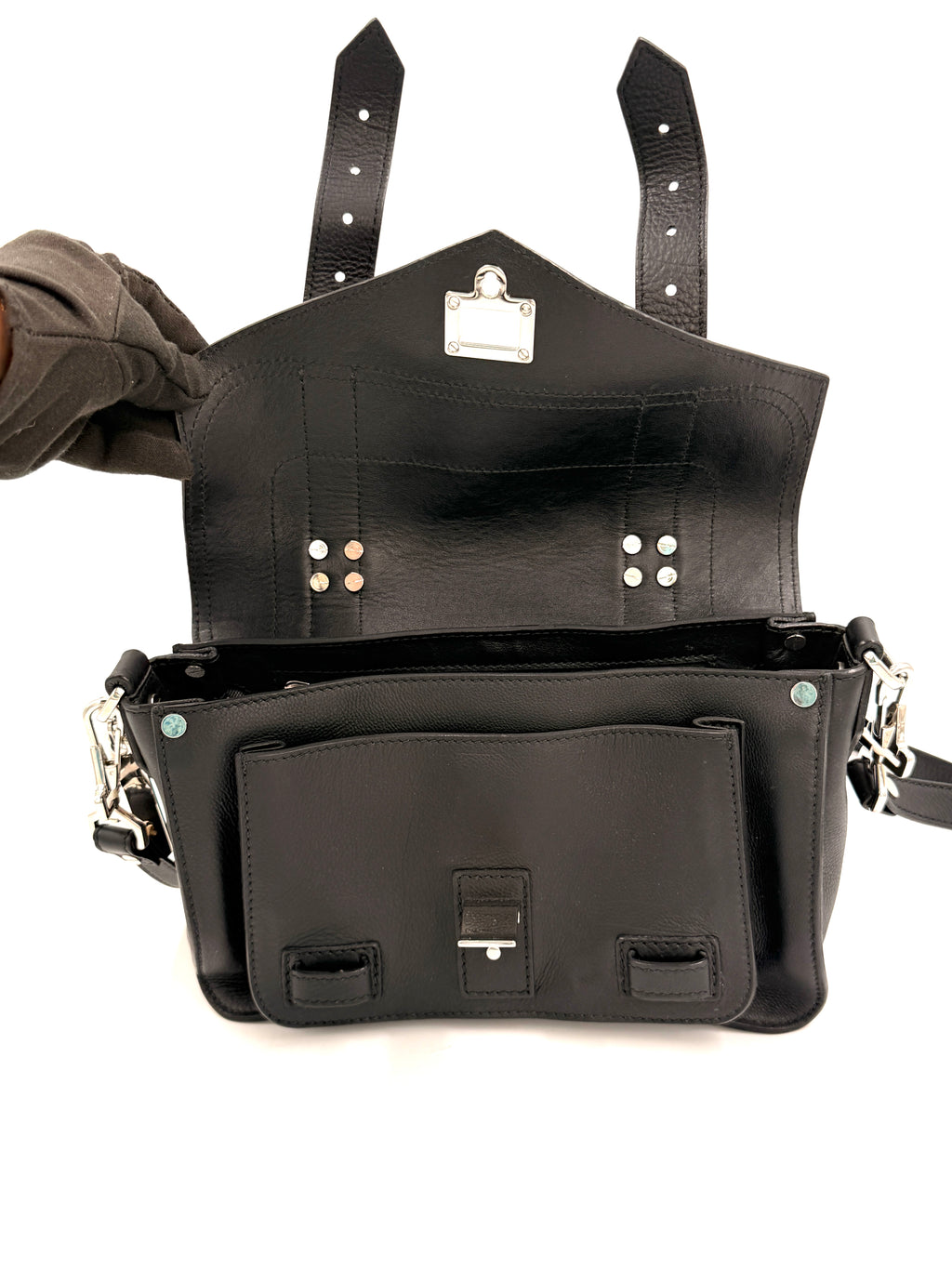 Pre-owned Proenza Schouler PS1 Satchel Black Textured Leather Silver Hardware - Authenticated