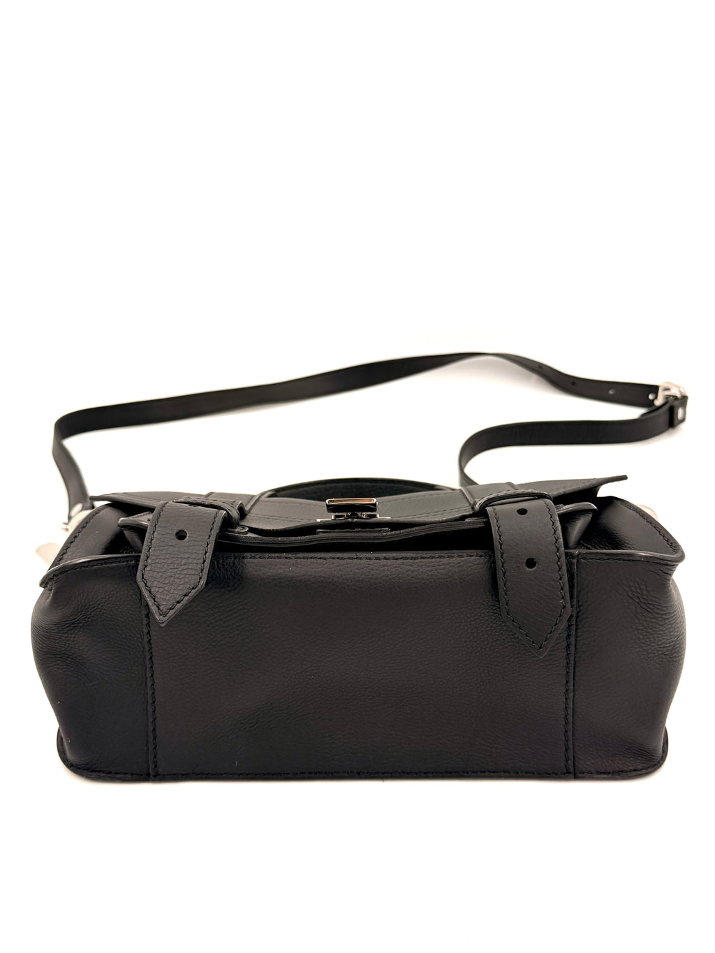 Pre-owned Proenza Schouler PS1 Satchel Black Textured Leather Silver Hardware - Authenticated