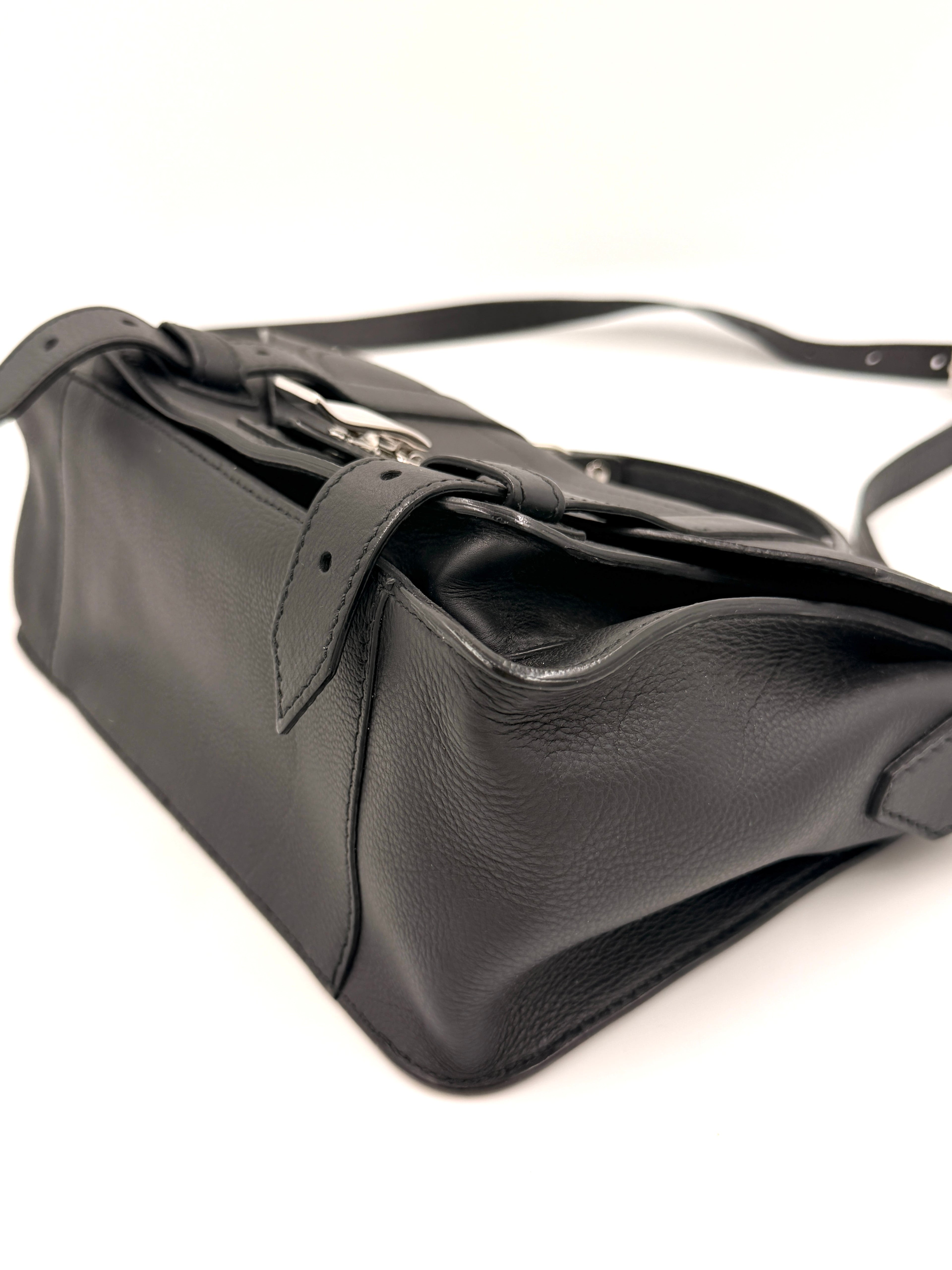 Pre-owned Proenza Schouler PS1 Satchel Black Textured Leather Silver Hardware - Authenticated