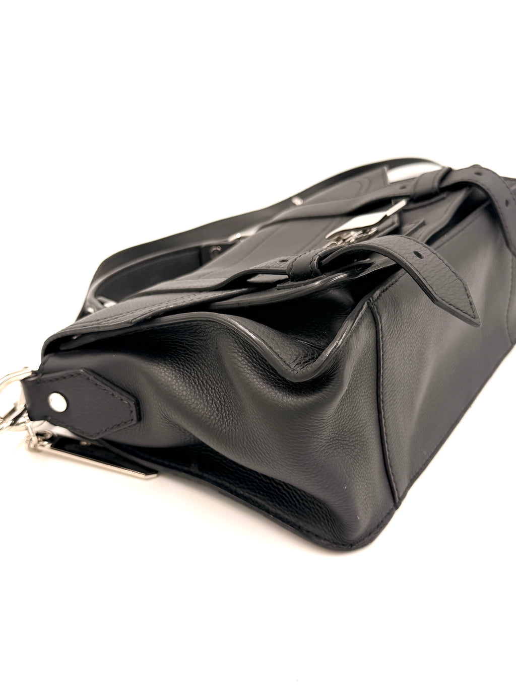 Pre-owned Proenza Schouler PS1 Satchel Black Textured Leather Silver Hardware - Authenticated