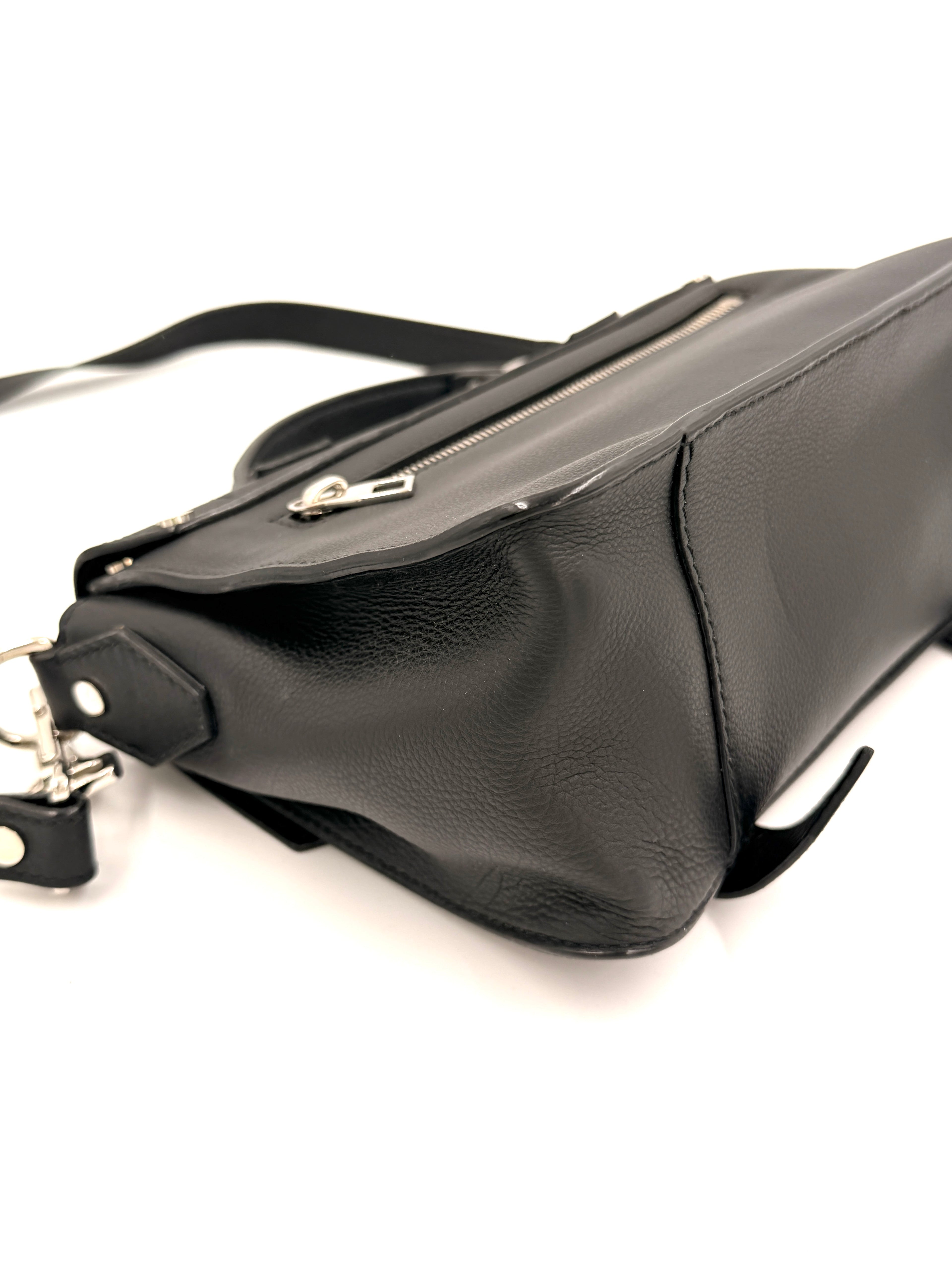 Pre-owned Proenza Schouler PS1 Satchel Black Textured Leather Silver Hardware - Authenticated