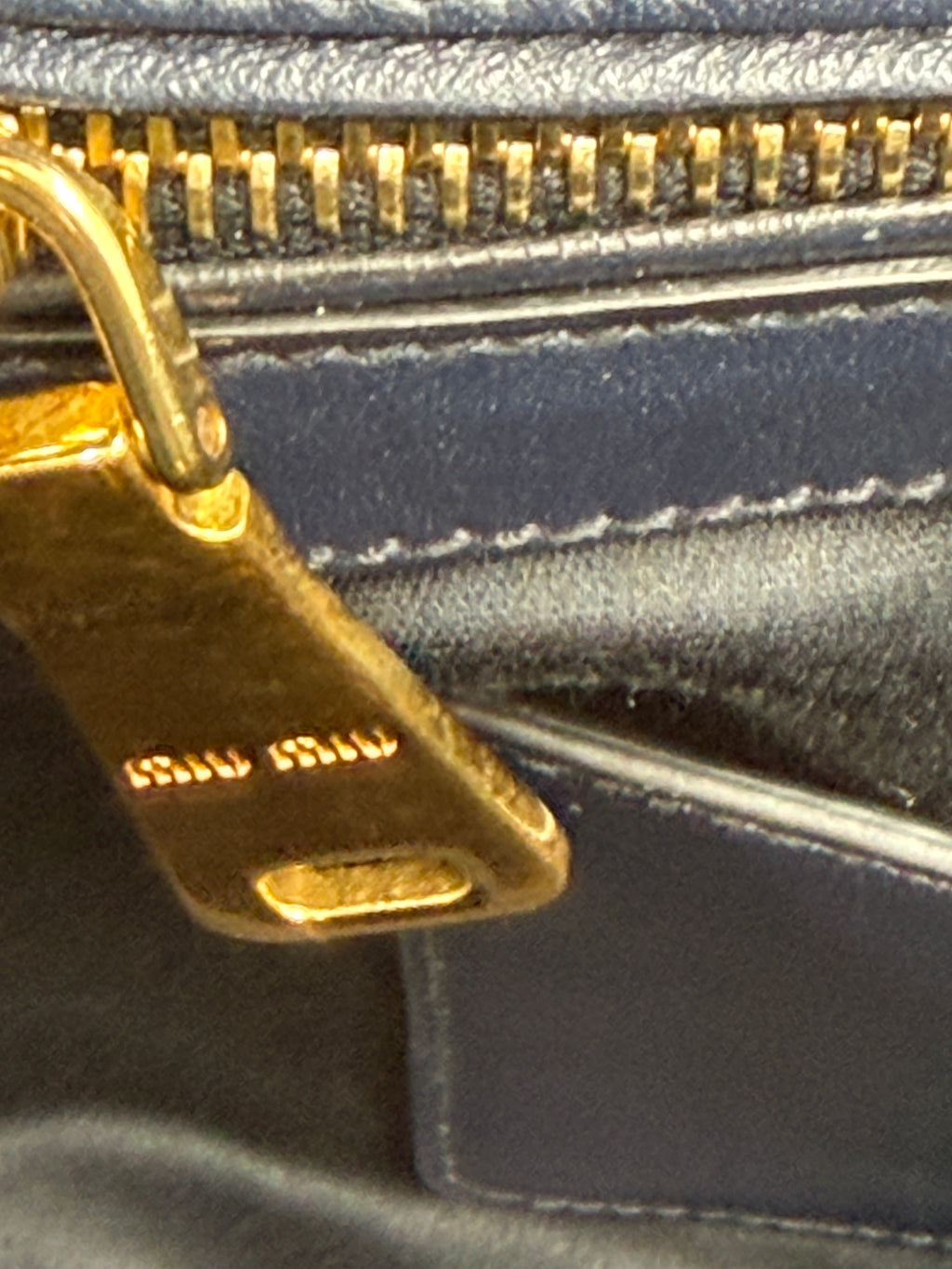 Pre-owned Miu Miu Studded Soft Calfskin Navy Blue Tote - Authenticated