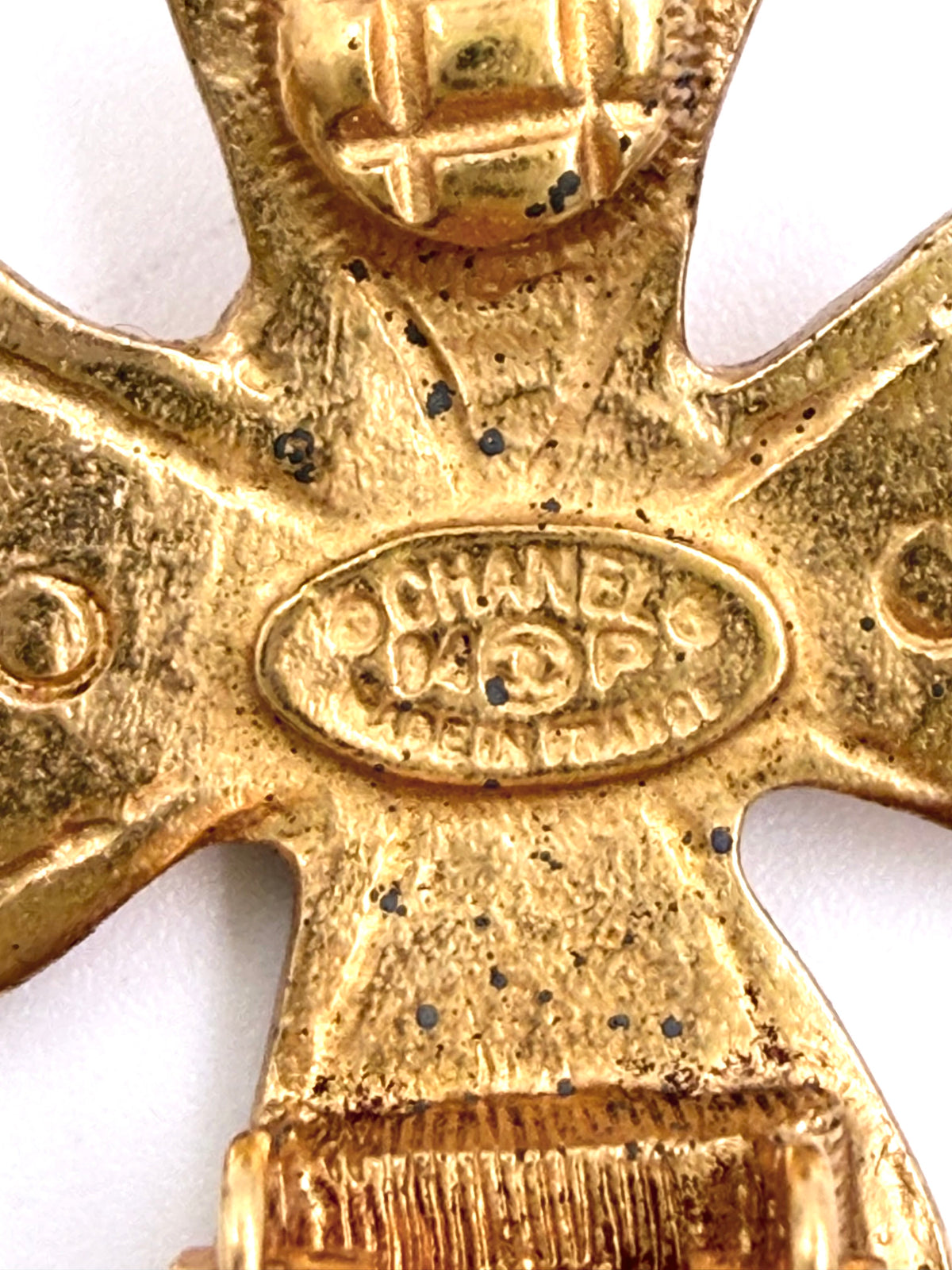 Pre-owned Chanel 1994 Gold Plated CC Maltese Cross Clip On Earrings - Authenticated