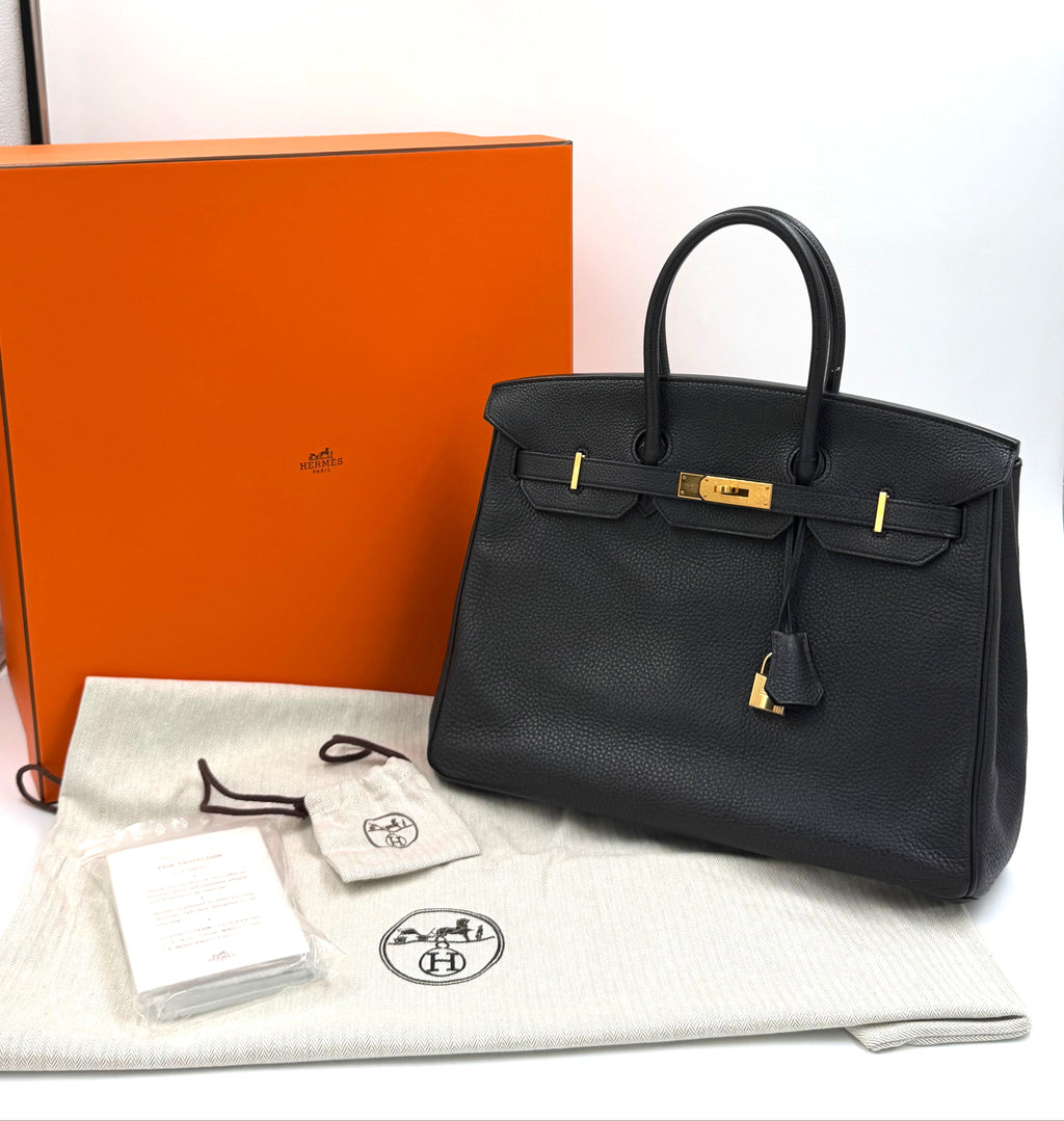 Pre-owned Hermès Birkin 35 Noir Togo Leather Gold Hardware - Authenticated