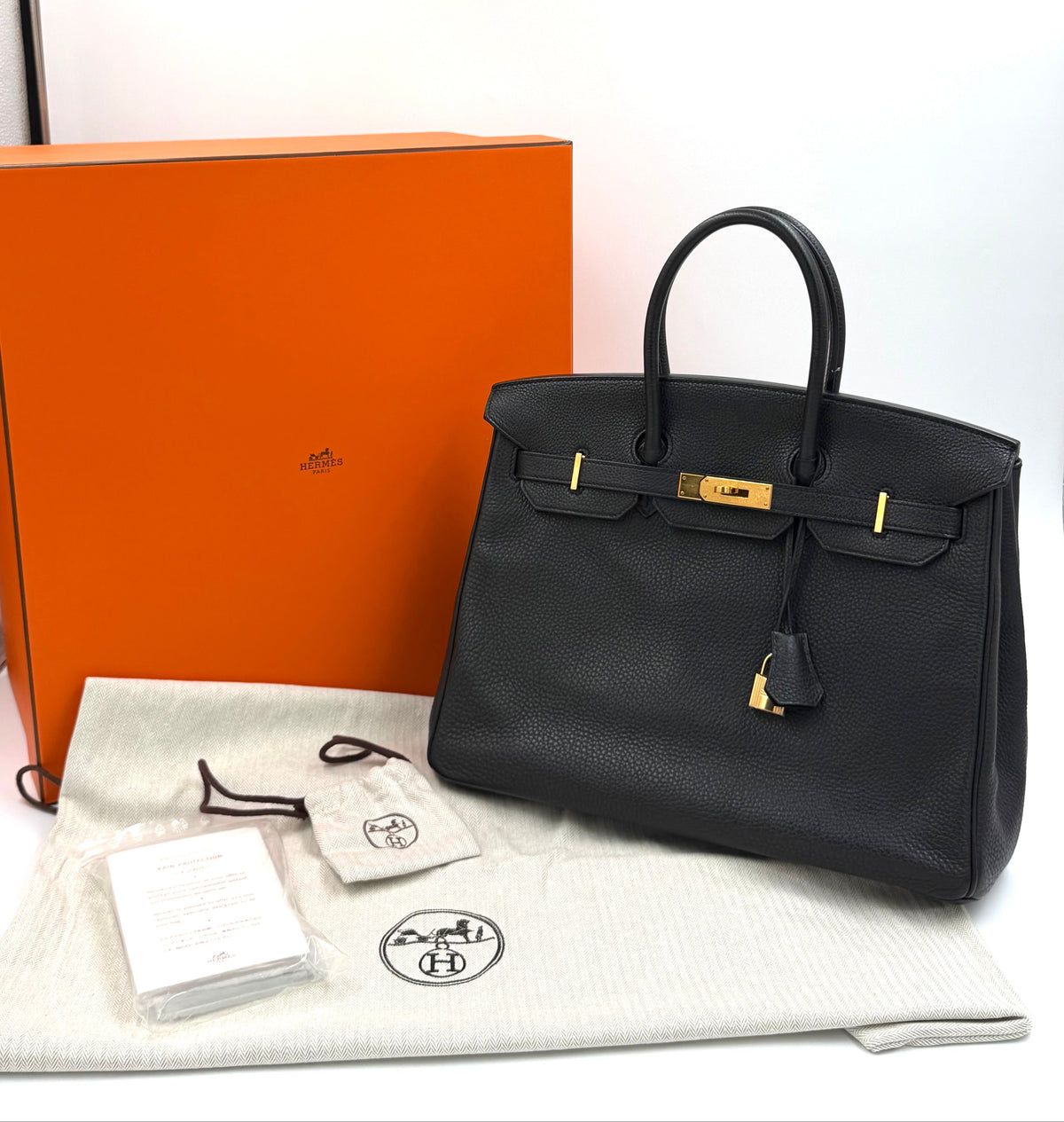 Pre-owned Hermès Birkin 35 Noir Togo Leather Gold Hardware - Authenticated