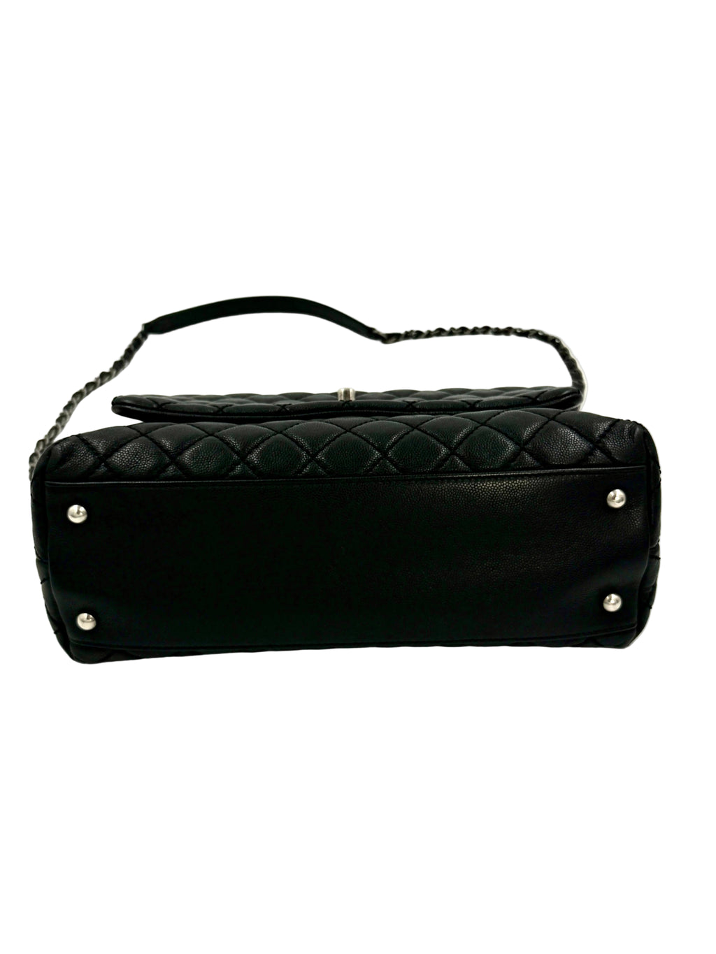 Pre-owned Chanel Coco Handle Bag, Black Caviar and Burgundy Lizard Skin - Authenticated