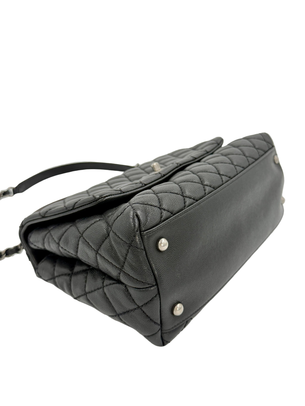 Pre-owned Chanel Coco Handle Bag, Black Caviar and Burgundy Lizard Skin - Authenticated