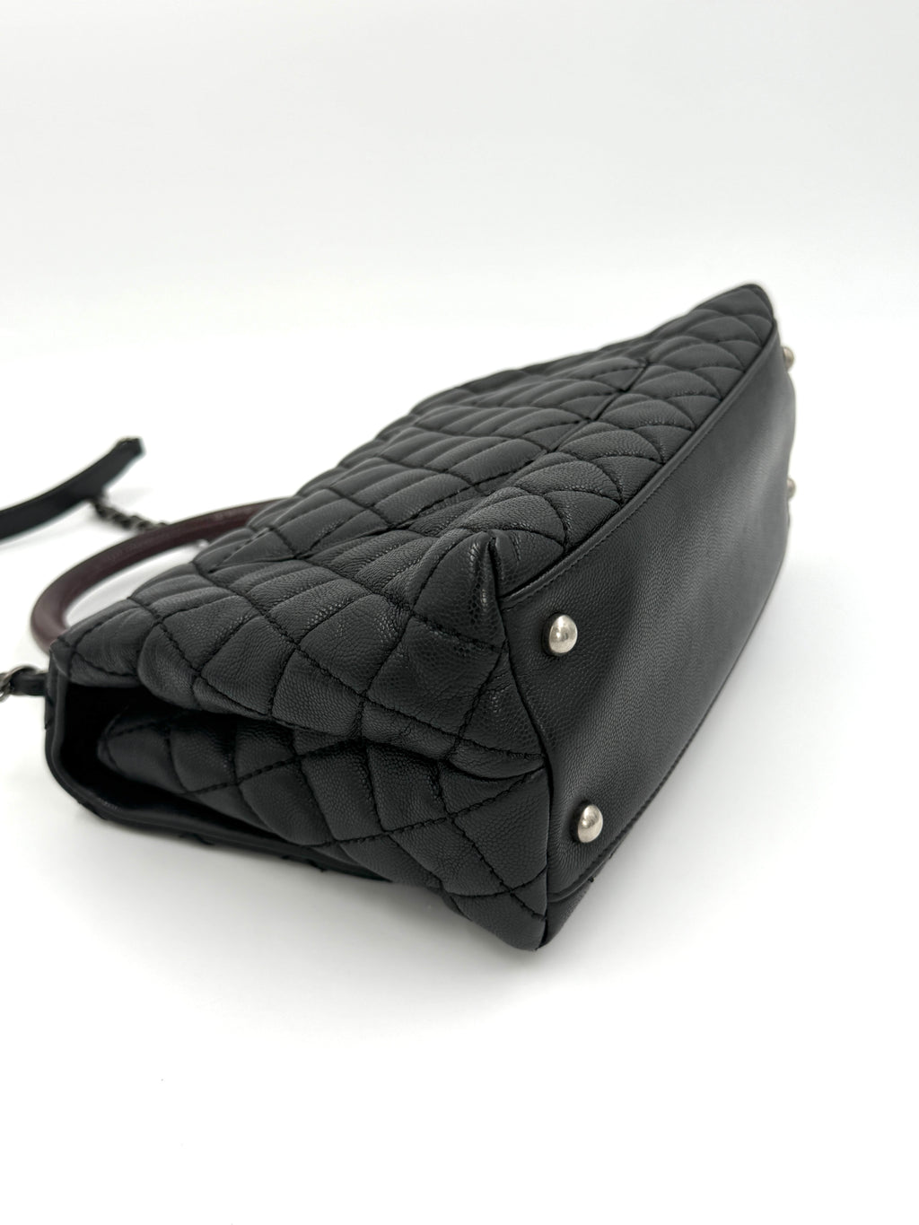 Pre-owned Chanel Coco Handle Bag, Black Caviar and Burgundy Lizard Skin - Authenticated