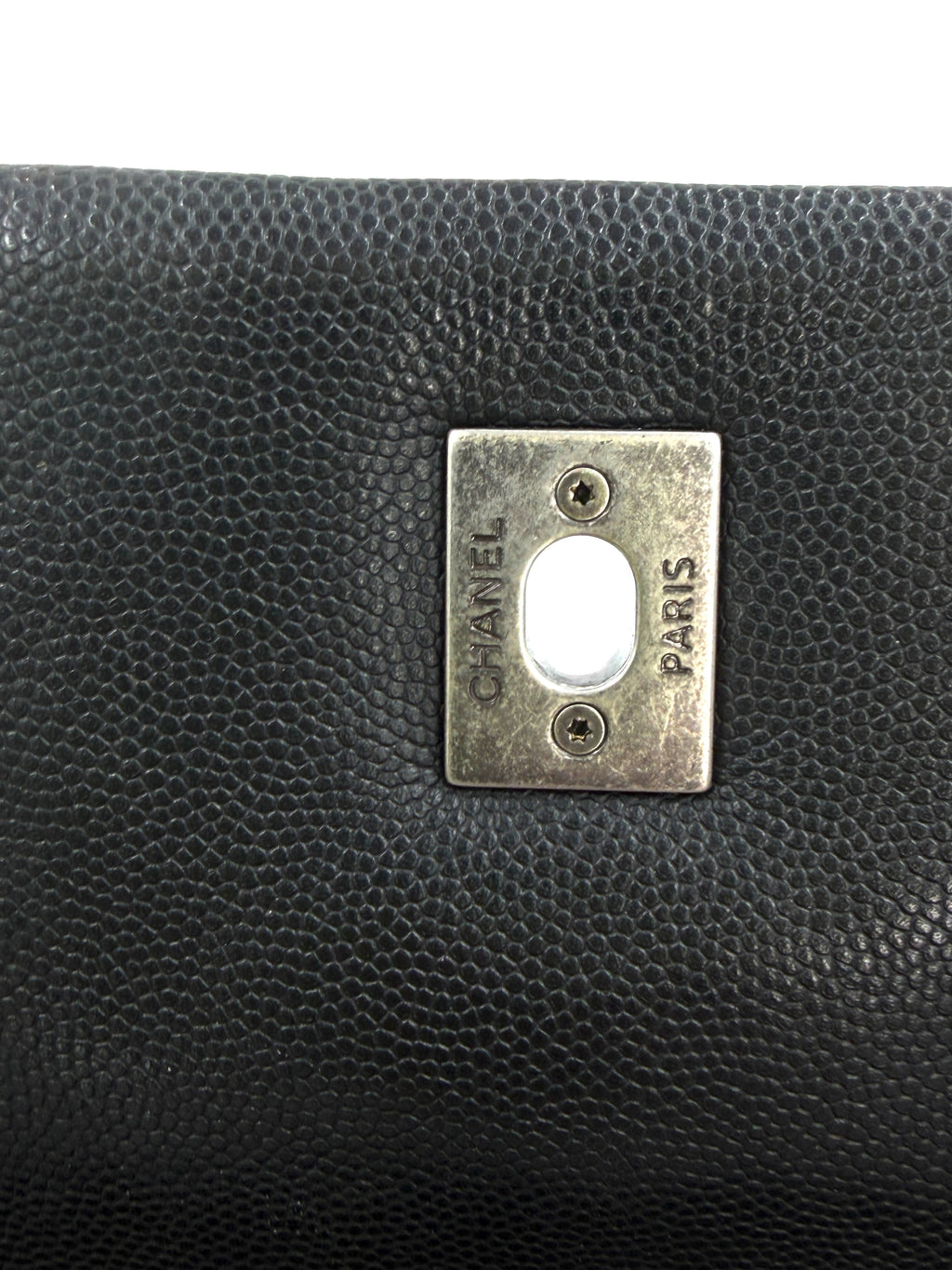 Pre-owned Chanel Coco Handle Bag, Black Caviar and Burgundy Lizard Skin - Authenticated