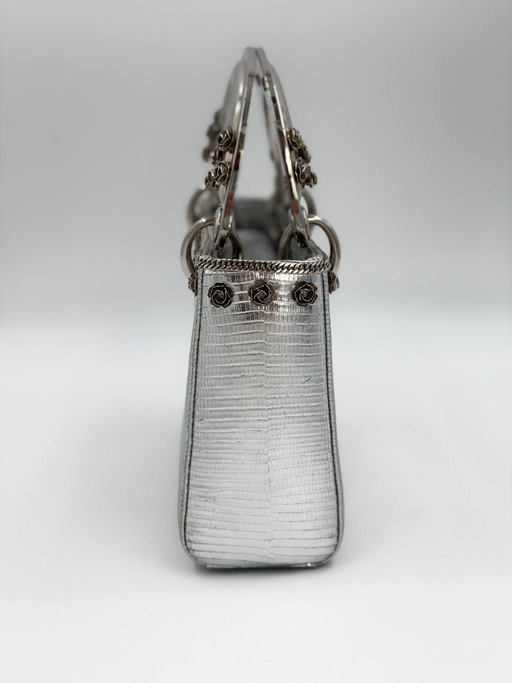 Pre-owned Christian Dior Mini Lady Dior Bag, Metallic Silver Lizard Skin, Limited Edition - Authenticated