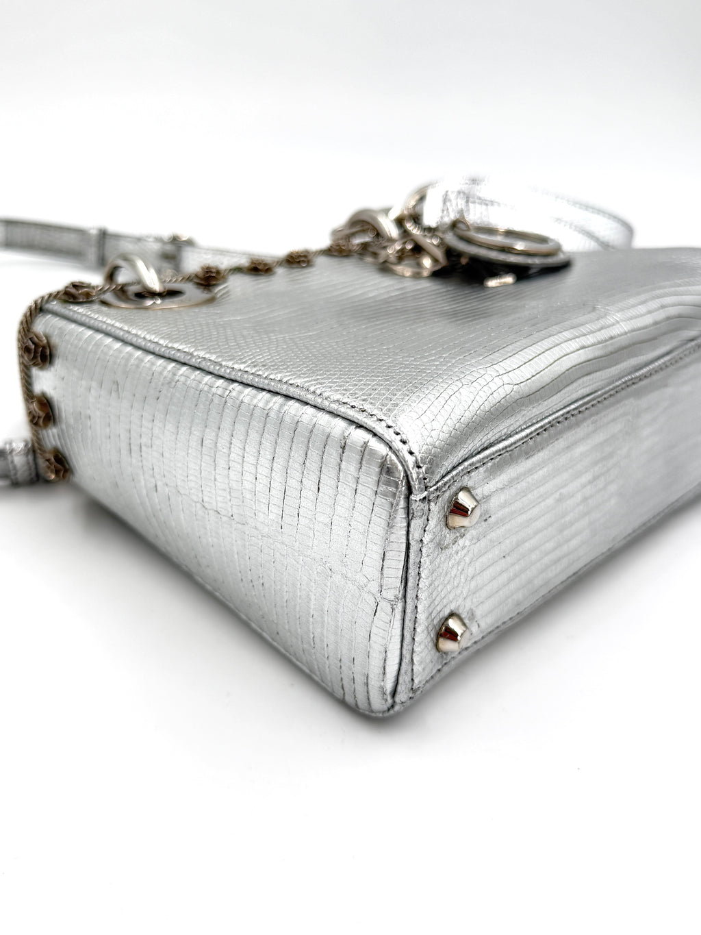 Pre-owned Christian Dior Mini Lady Dior Bag, Metallic Silver Lizard Skin, Limited Edition - Authenticated