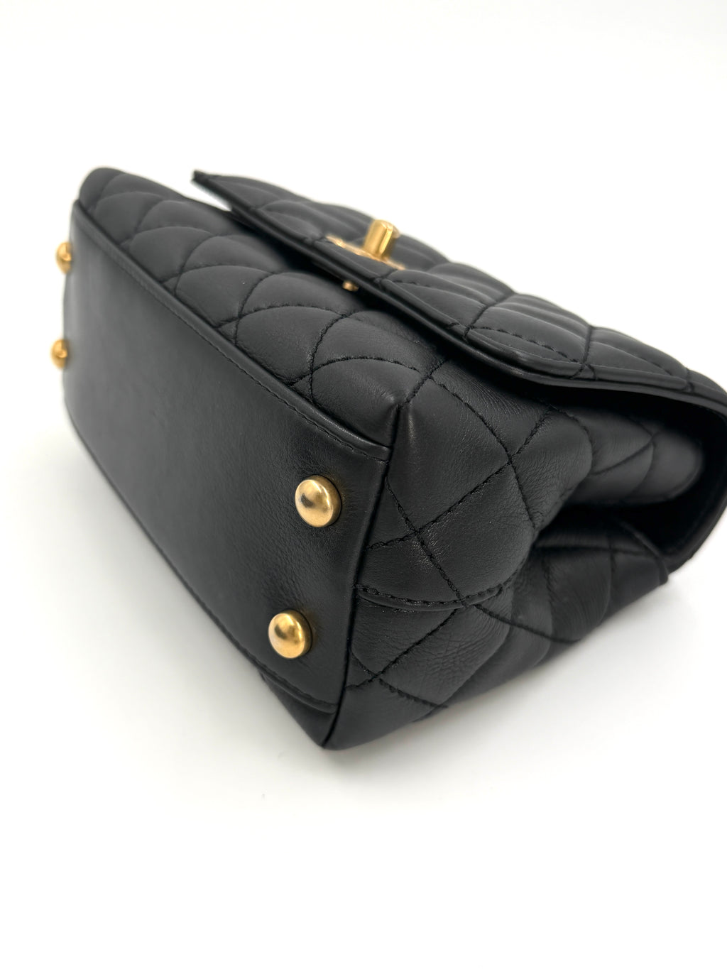 Pre-owned Chanel Calfskin Crystal Quilted Extra Mini Coco Handle Flap - Authenticated