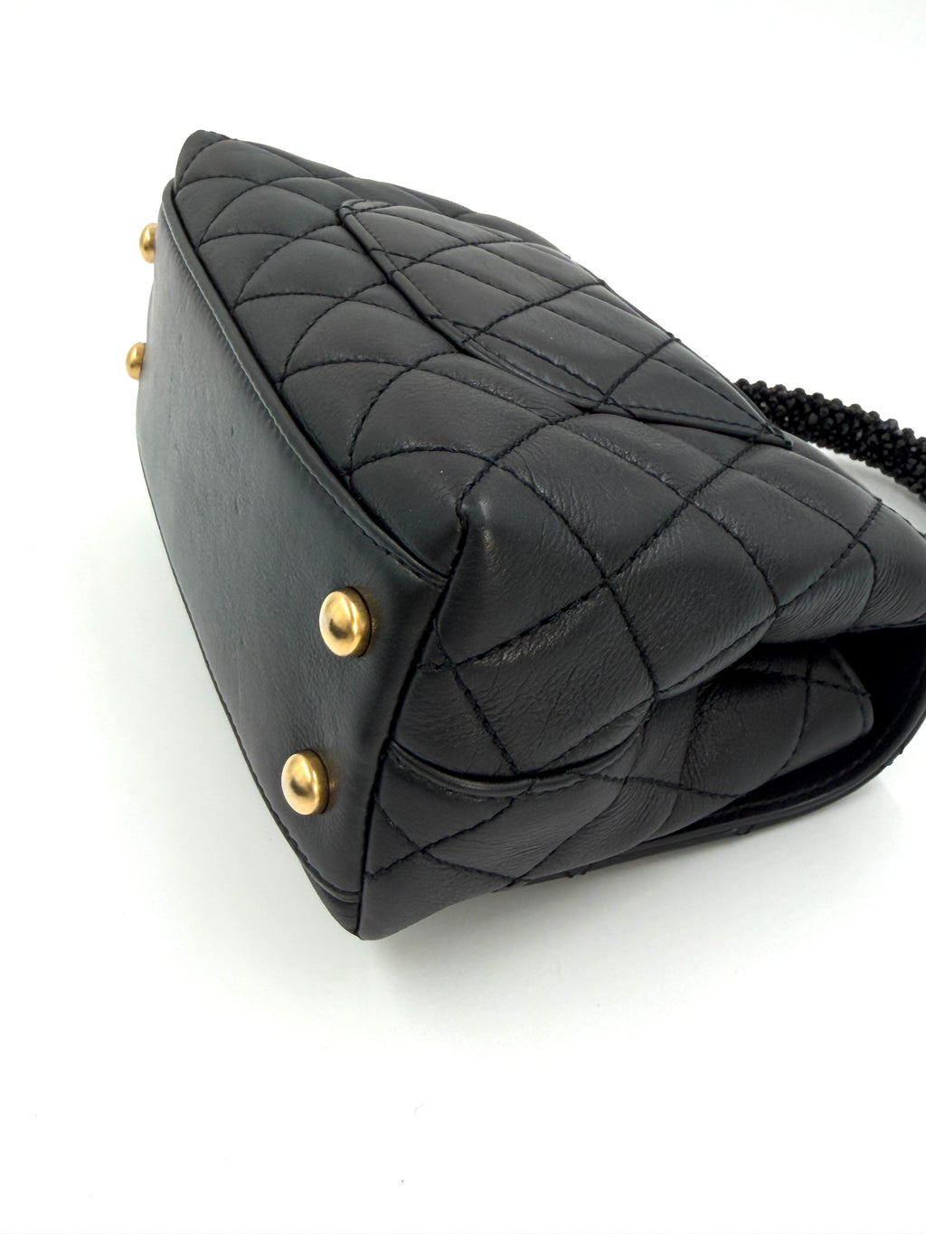 Pre-owned Chanel Calfskin Crystal Quilted Extra Mini Coco Handle Flap - Authenticated