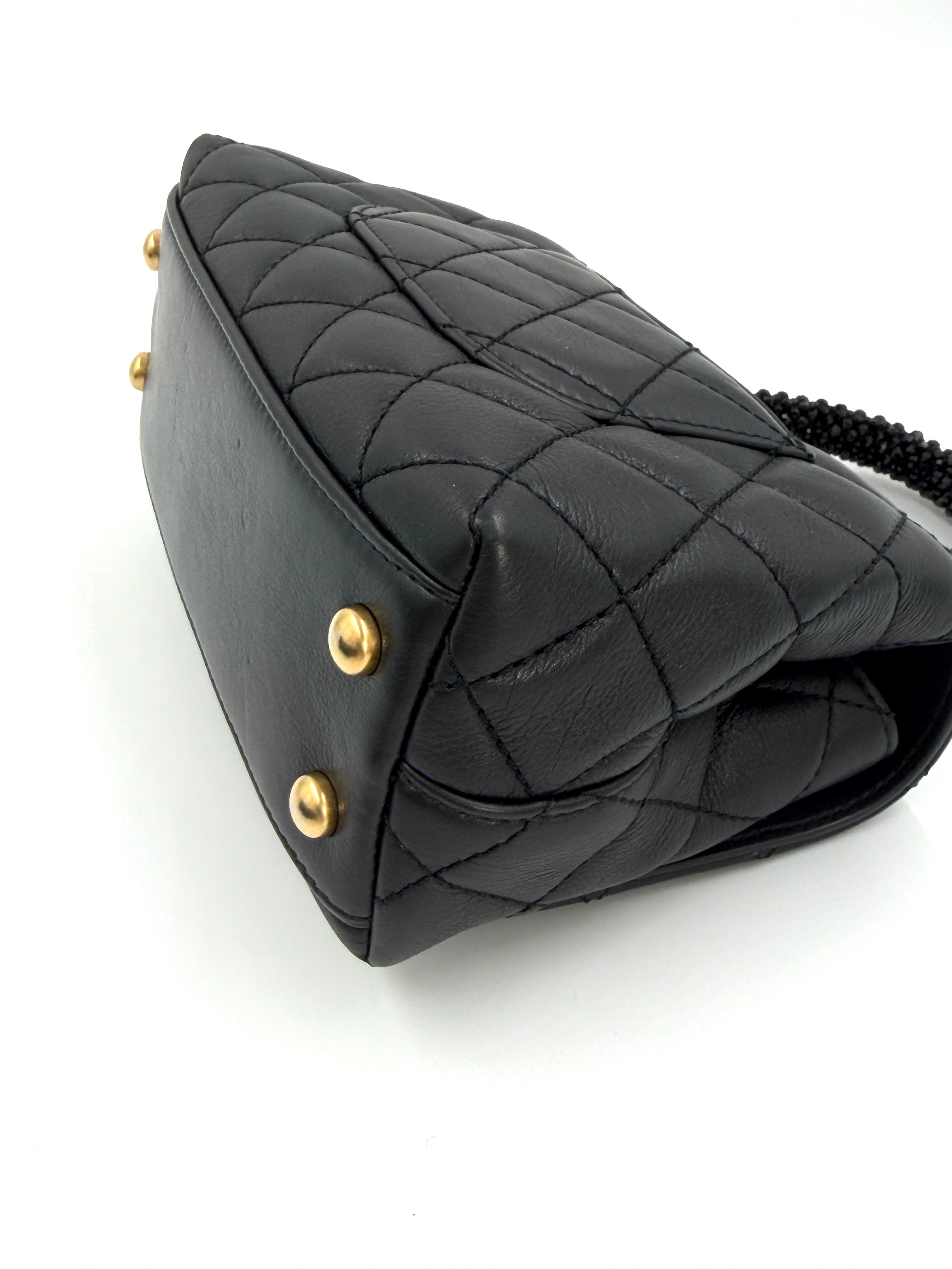 Pre-owned Chanel Calfskin Crystal Quilted Extra Mini Coco Handle Flap - Authenticated