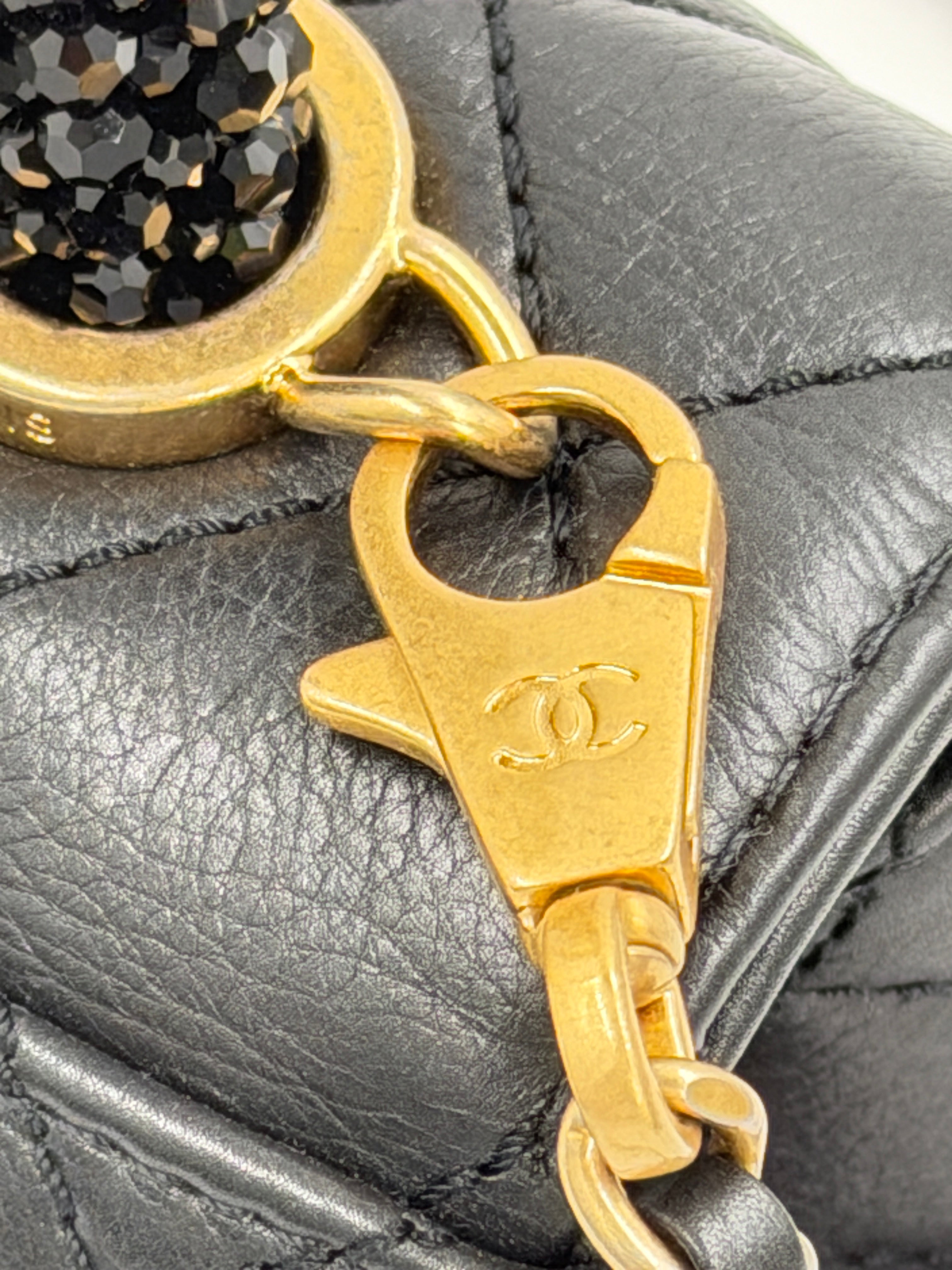 Pre-owned Chanel Calfskin Crystal Quilted Extra Mini Coco Handle Flap - Authenticated