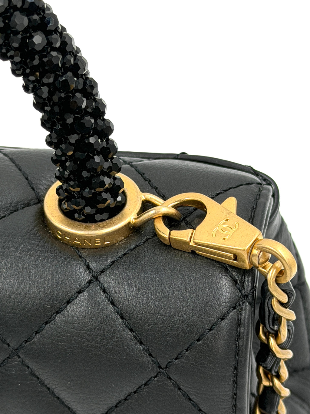Pre-owned Chanel Calfskin Crystal Quilted Extra Mini Coco Handle Flap - Authenticated