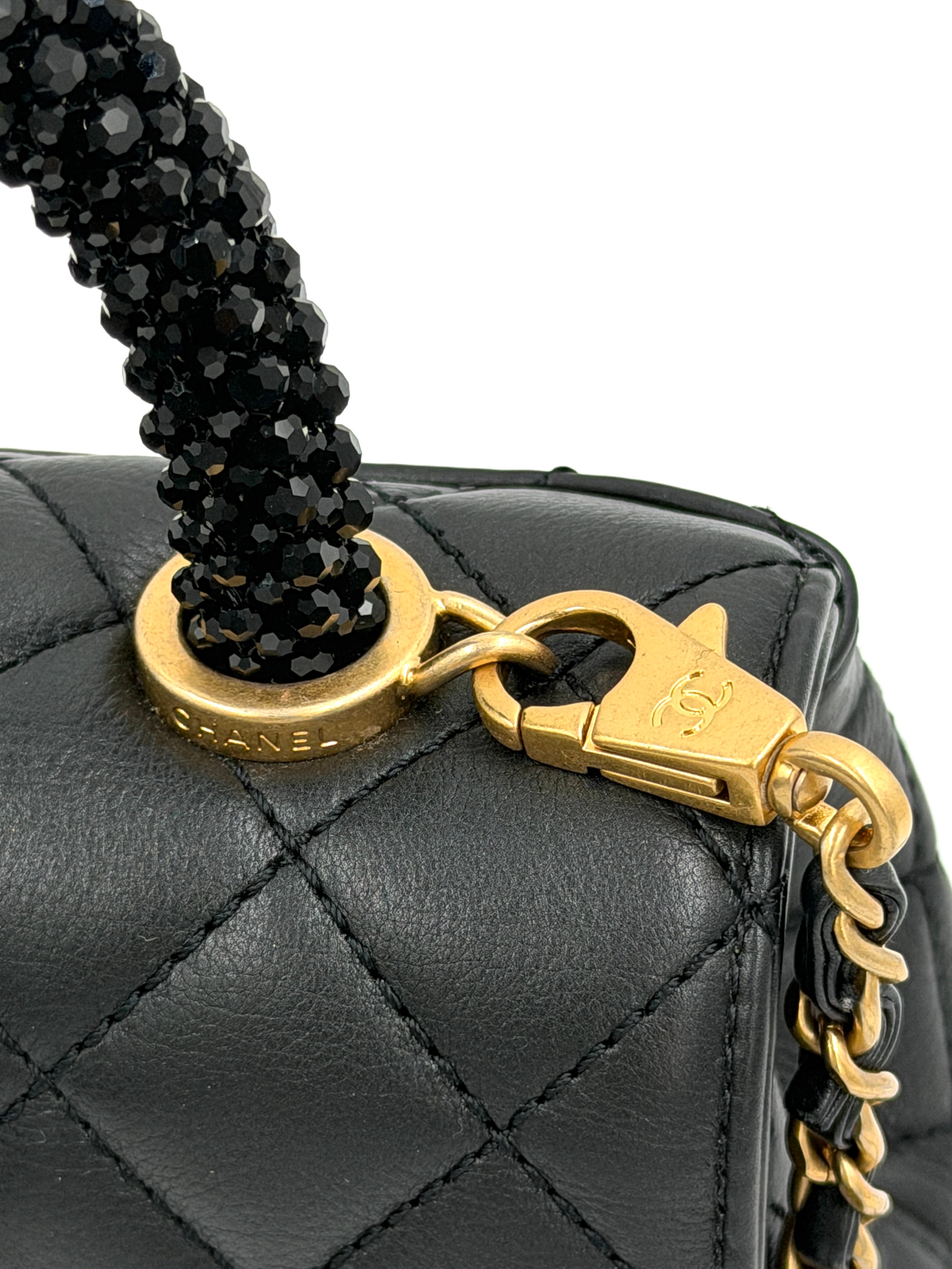 Pre-owned Chanel Calfskin Crystal Quilted Extra Mini Coco Handle Flap - Authenticated