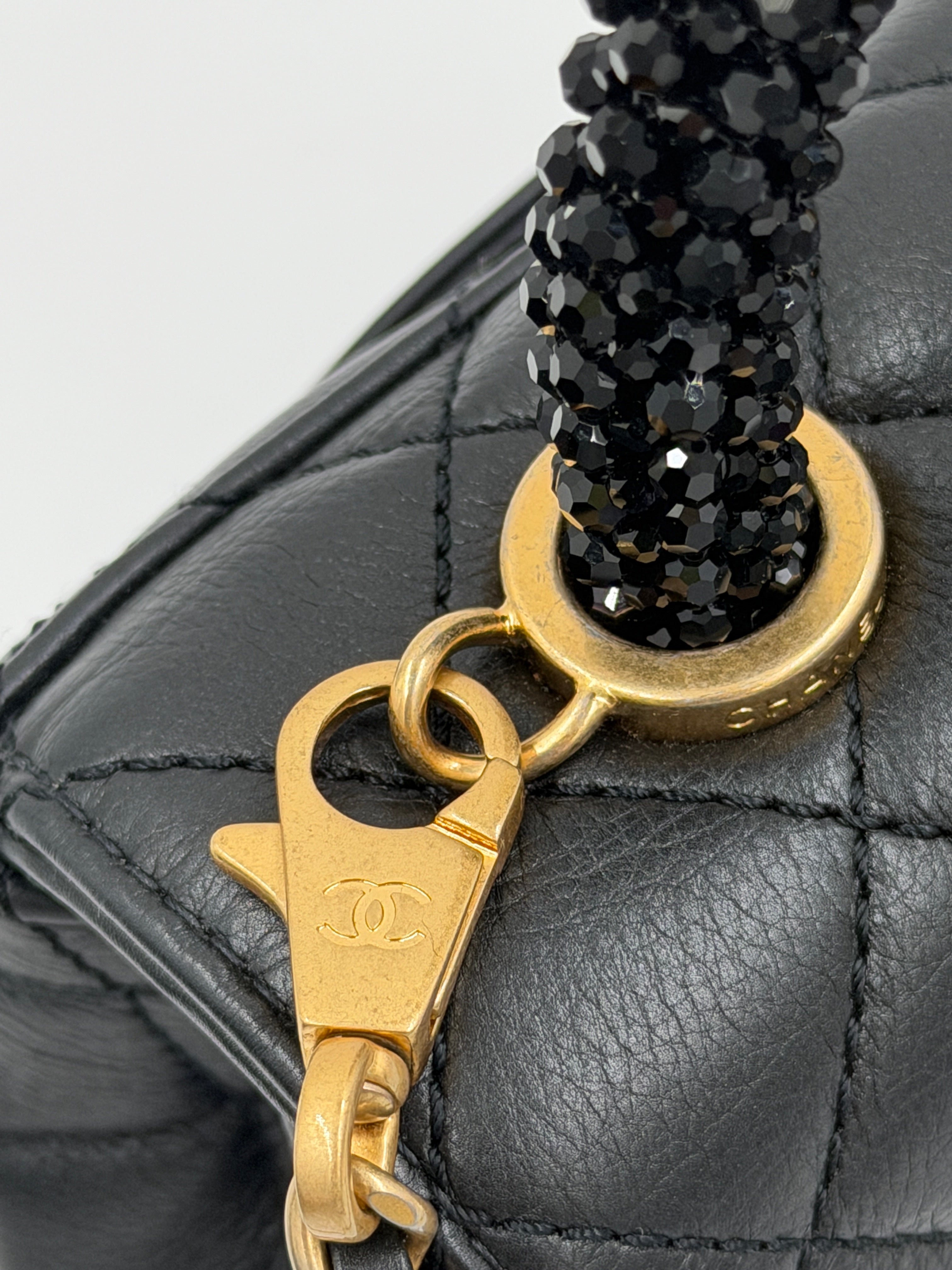 Pre-owned Chanel Calfskin Crystal Quilted Extra Mini Coco Handle Flap - Authenticated