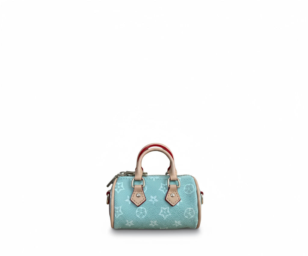 Mini Faux Speedy Bag Charm - Light Green