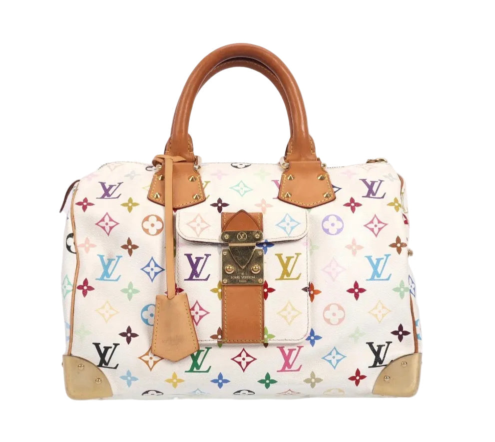 Pre-owned Louis Vuitton x Takashi Murakami White Multicolor Monogram Speedy 30 - Authenticated