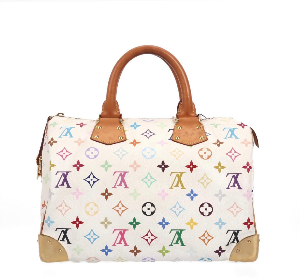 Pre-owned Louis Vuitton x Takashi Murakami White Multicolor Monogram Speedy 30 - Authenticated