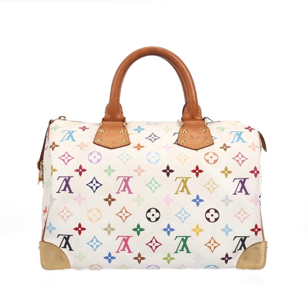Pre-owned Louis Vuitton x Takashi Murakami White Multicolor Monogram Speedy 30 - Authenticated