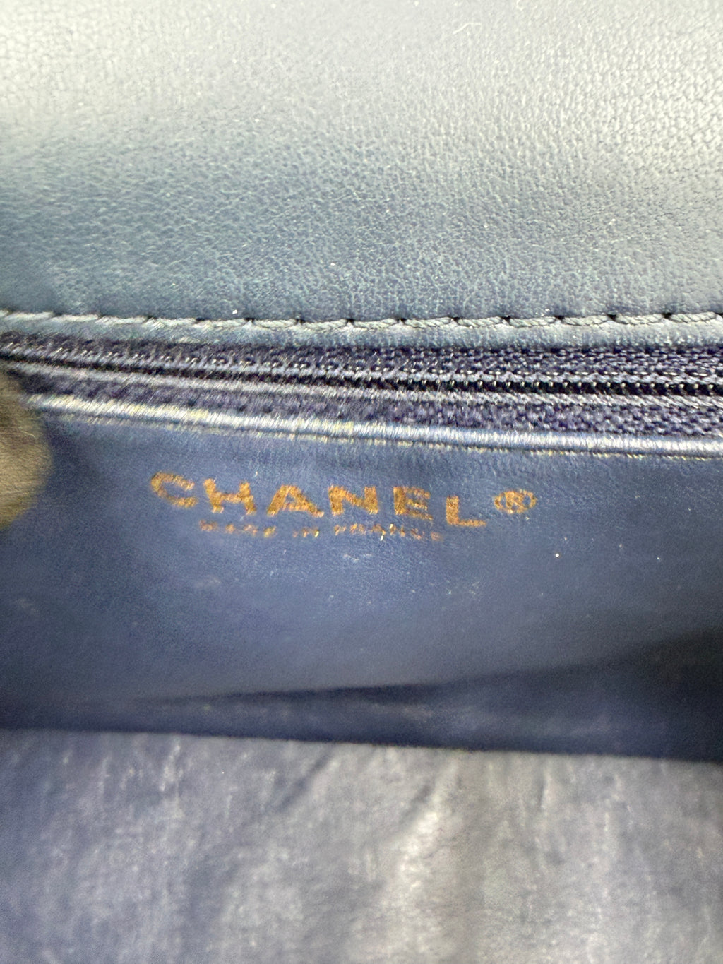 Pre-owned Chanel Paris-Rome Cross Stitch Medium Top Handle Flap Bag Navy - Authenticated