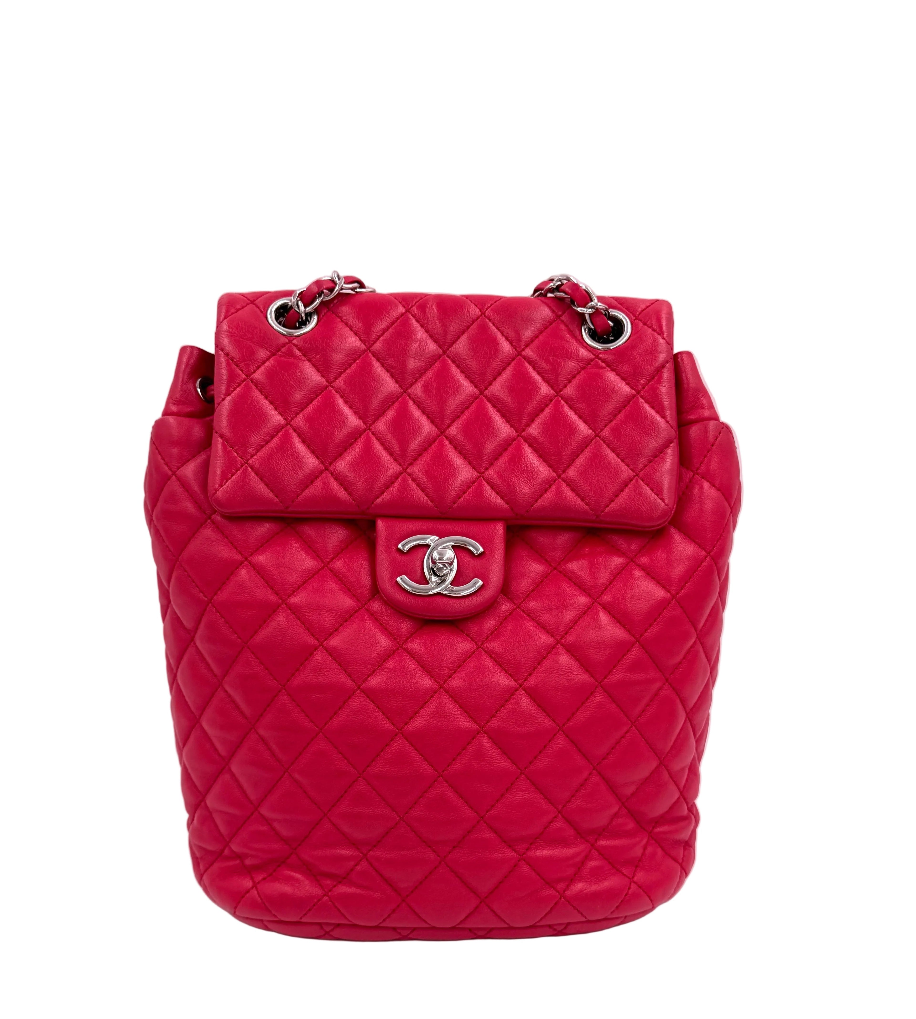 Pre-owned Chanel Small Urban Spirit Backpack Red Lambskin Silver Hardware - Authenticated