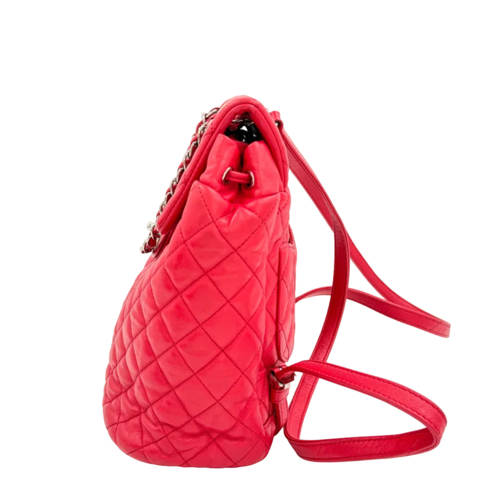 Pre-owned Chanel Small Urban Spirit Backpack Red Lambskin Silver Hardware - Authenticated