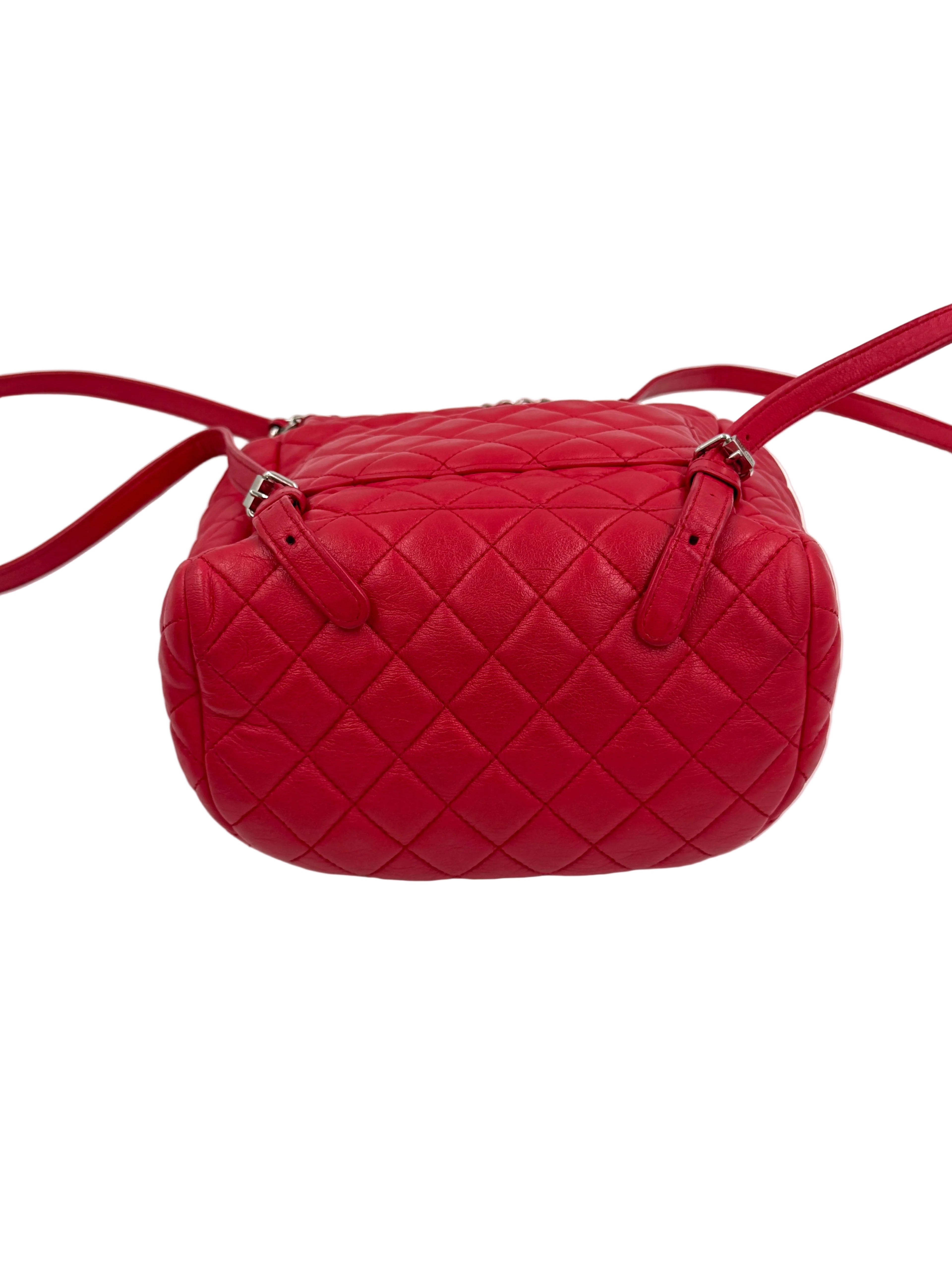 Pre-owned Chanel Small Urban Spirit Backpack Red Lambskin Silver Hardware - Authenticated