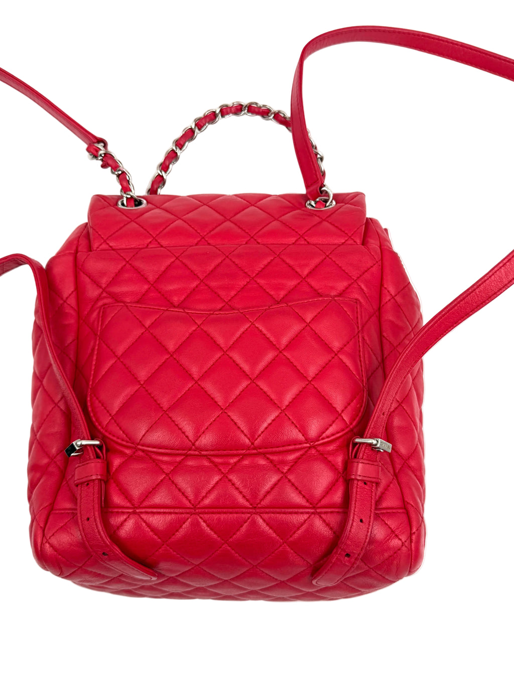 Pre-owned Chanel Small Urban Spirit Backpack Red Lambskin Silver Hardware - Authenticated