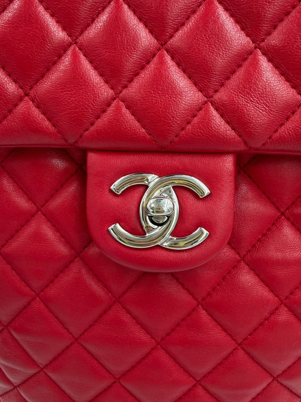 Pre-owned Chanel Small Urban Spirit Backpack Red Lambskin Silver Hardware - Authenticated