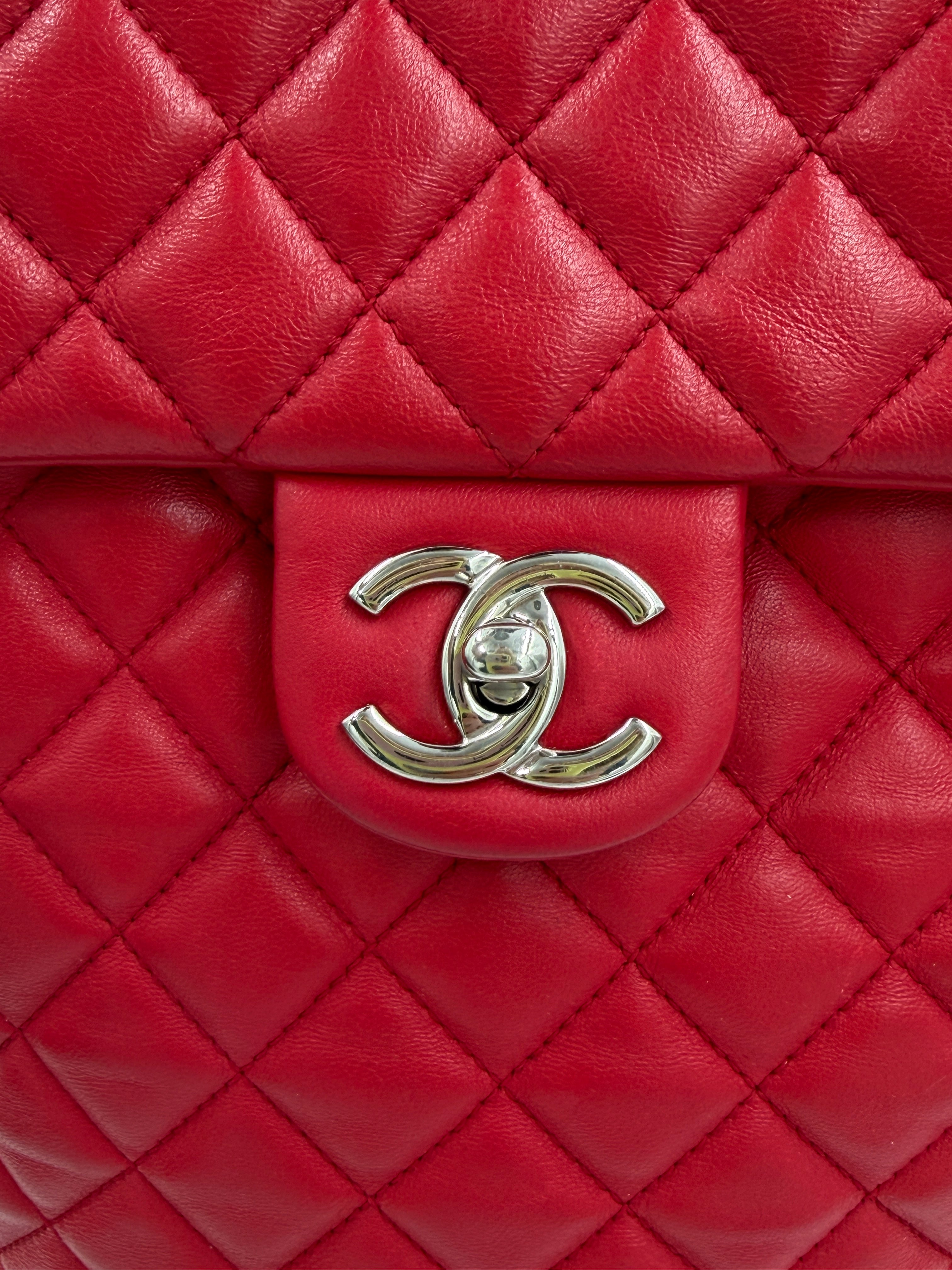 Pre-owned Chanel Small Urban Spirit Backpack Red Lambskin Silver Hardware - Authenticated