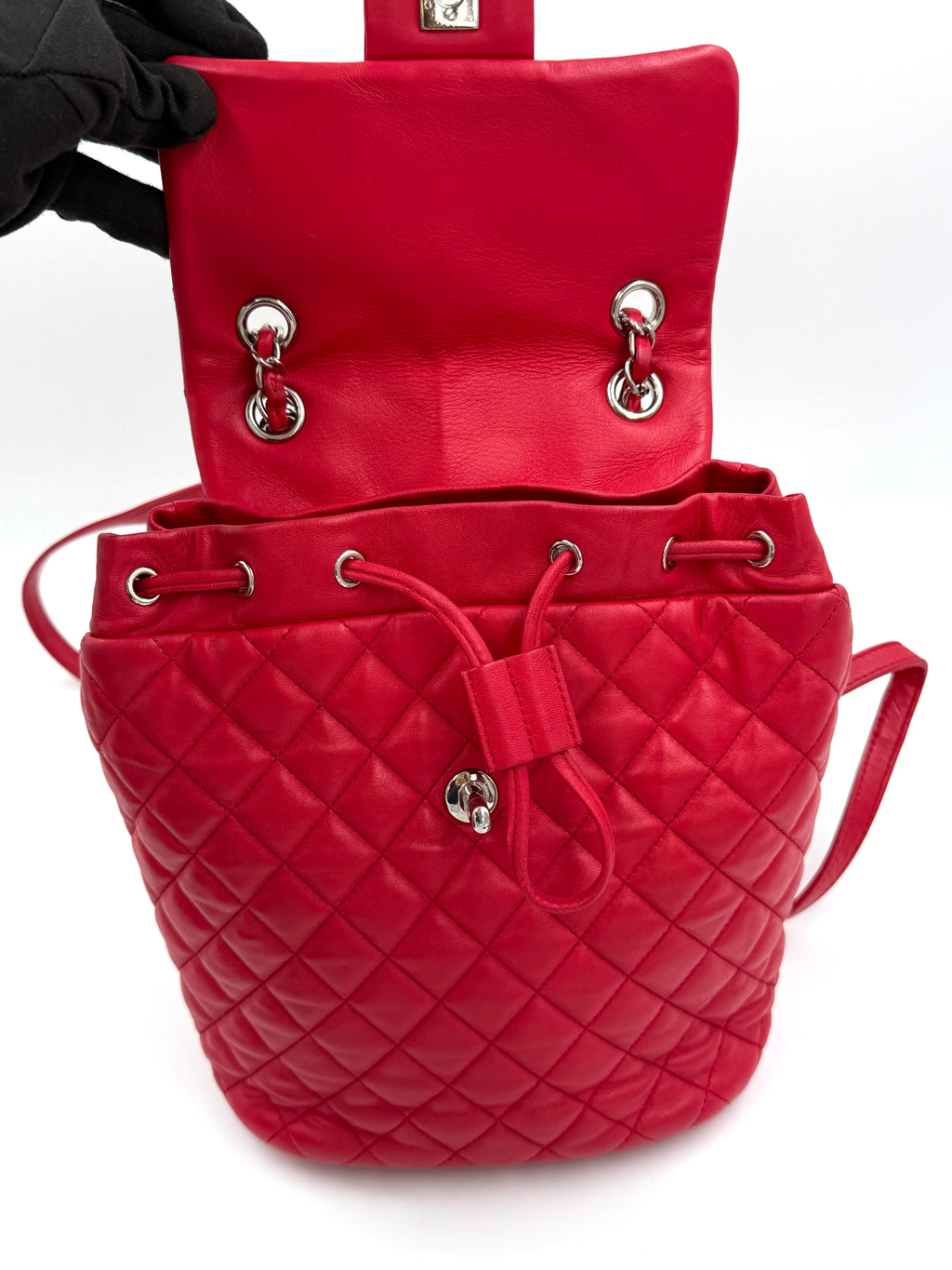 Pre-owned Chanel Small Urban Spirit Backpack Red Lambskin Silver Hardware - Authenticated
