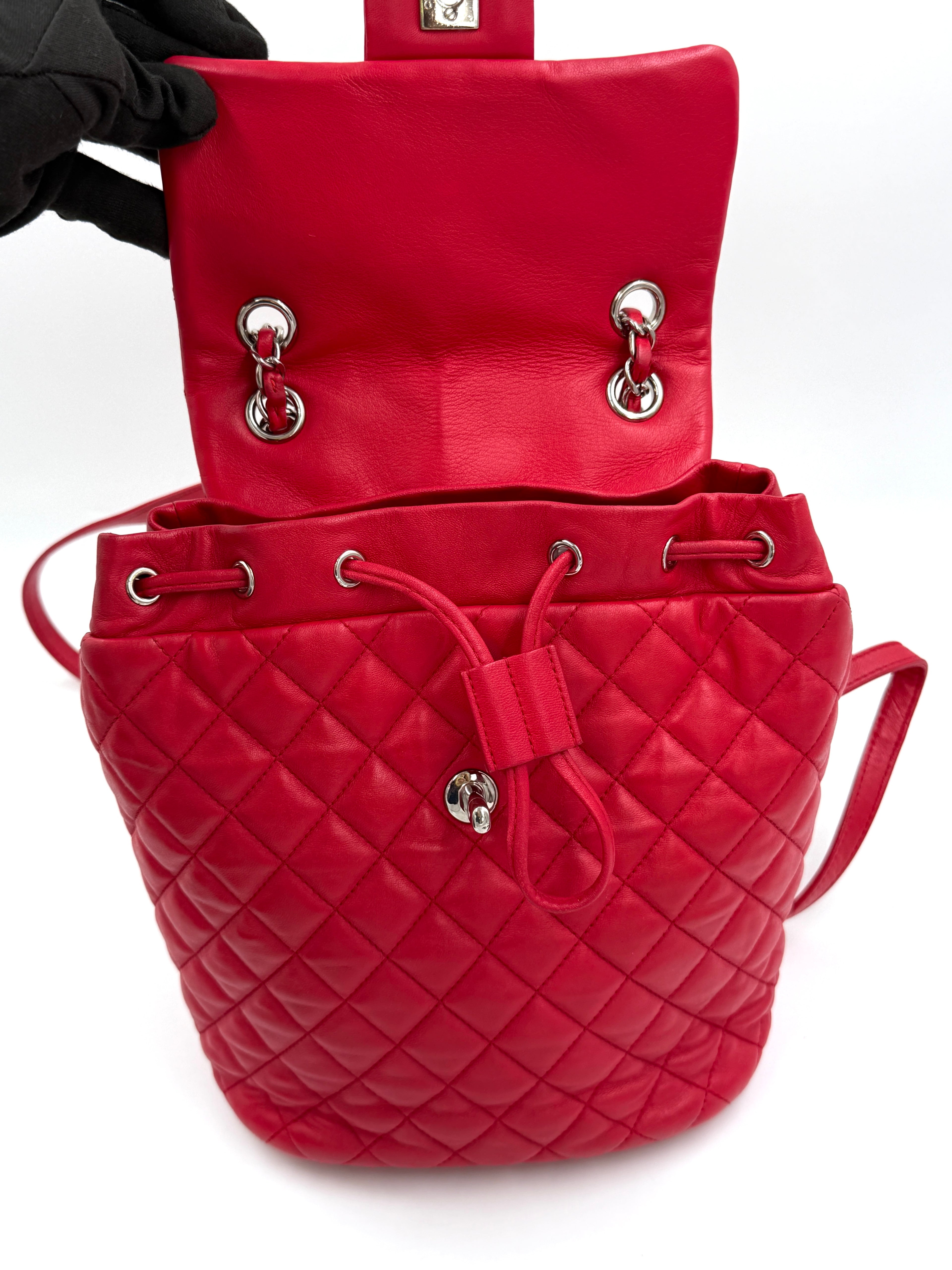 Pre-owned Chanel Small Urban Spirit Backpack Red Lambskin Silver Hardware - Authenticated