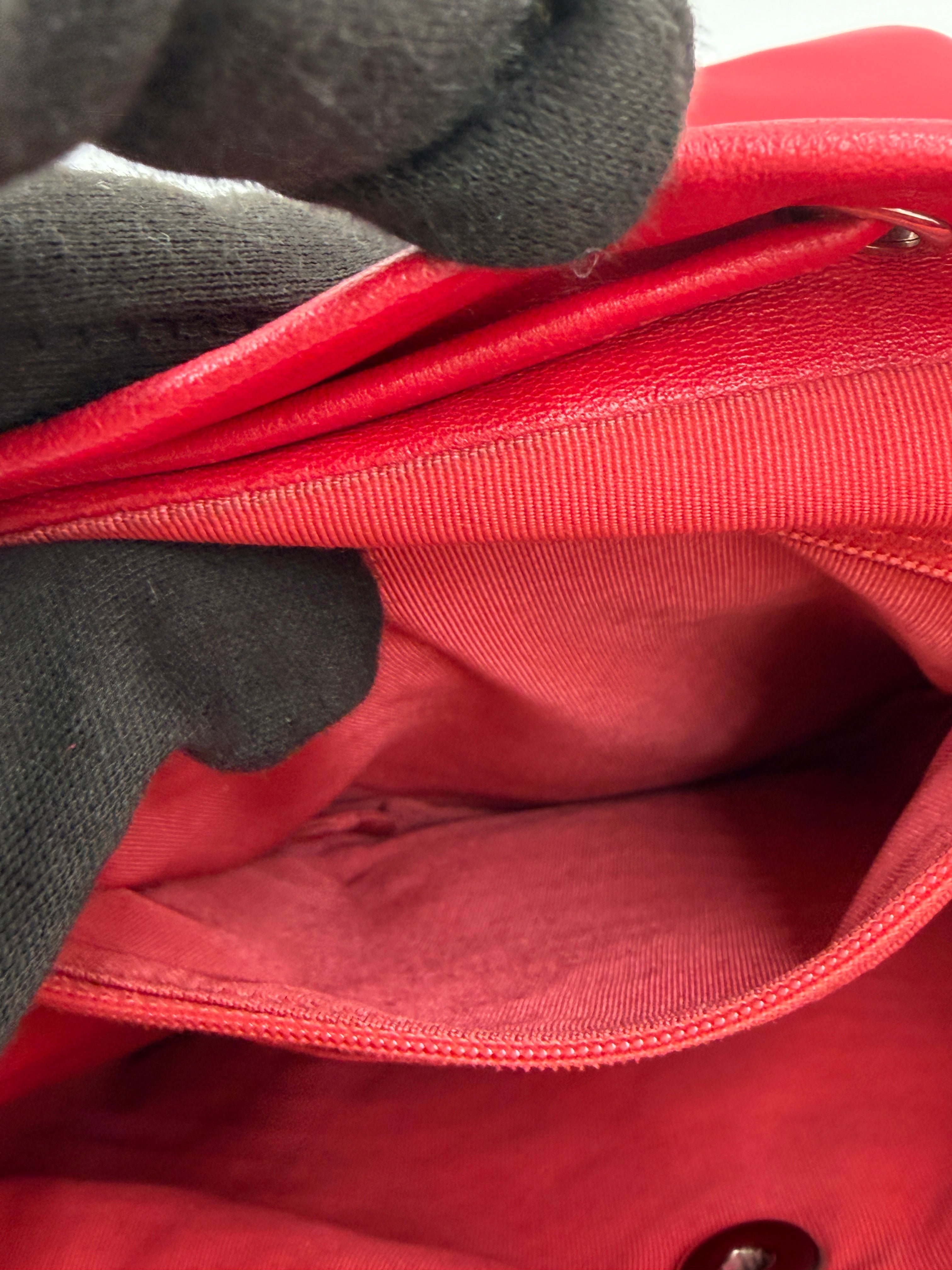 Pre-owned Chanel Small Urban Spirit Backpack Red Lambskin Silver Hardware - Authenticated