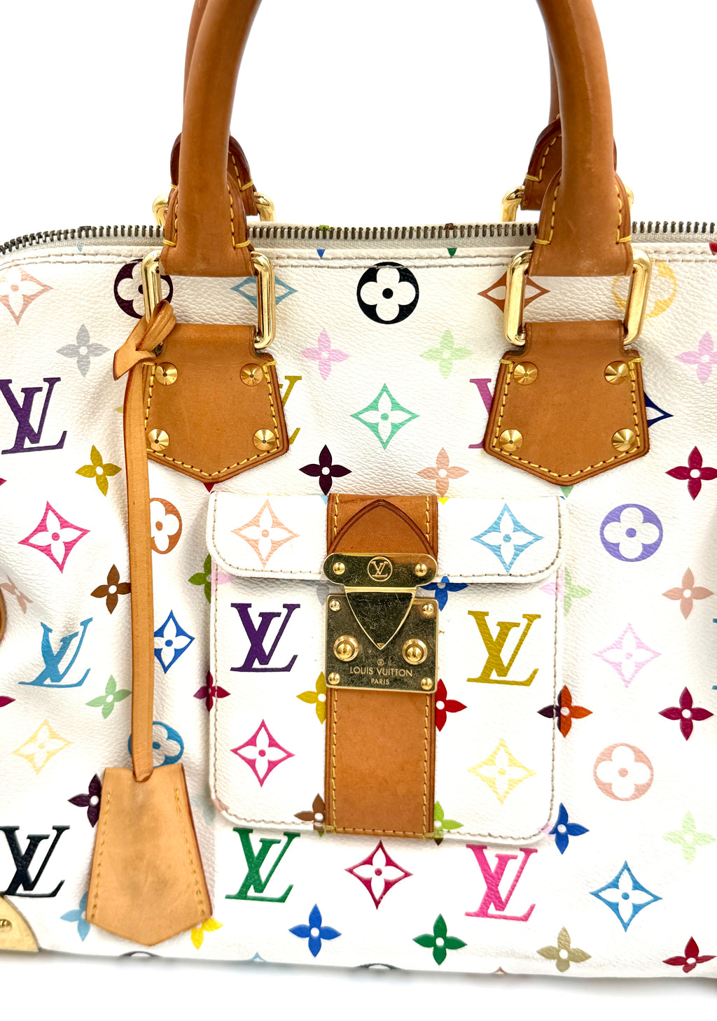 Pre-owned Louis Vuitton x Takashi Murakami White Multicolor Monogram Speedy 30 - Authenticated