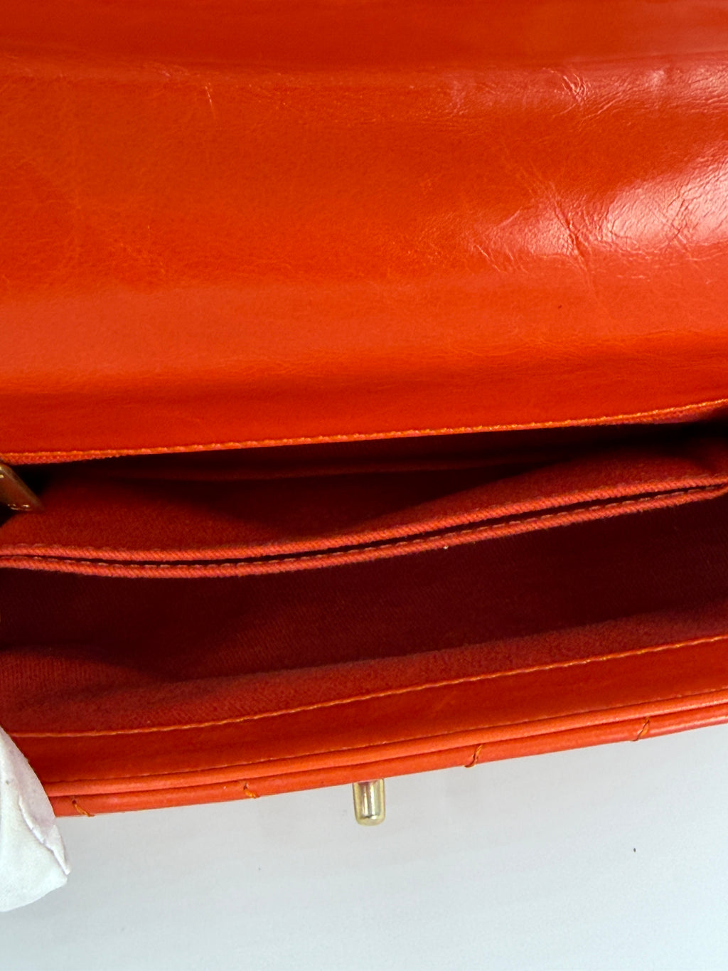 Pre-owned Chanel Orange Chevron Mini Coco Handle Bag Gold Hardware - Authenticated