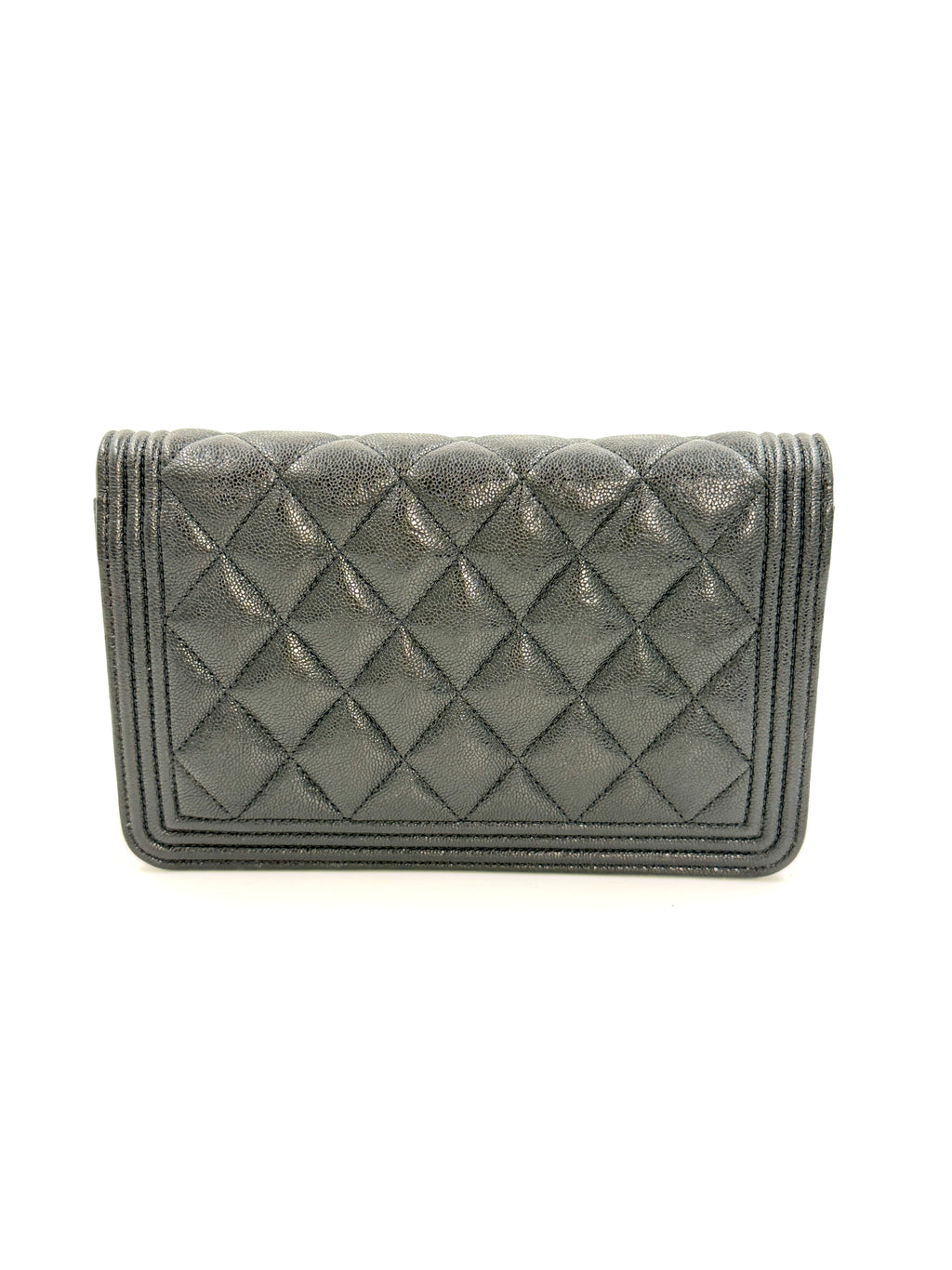 Pre-Owned Chanel Caviar Leather Boy Bag Wallet on Chain - Authenticated